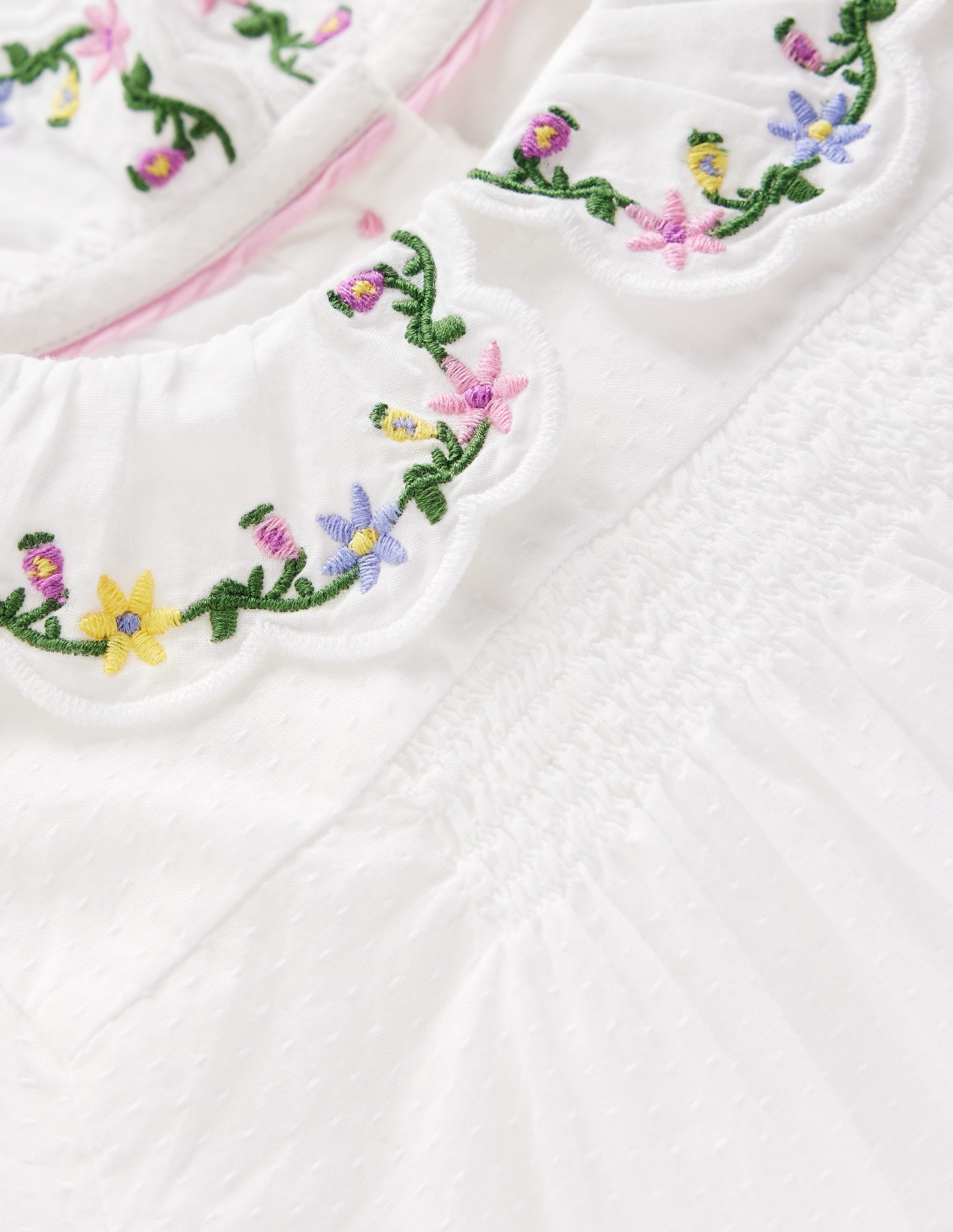 Embroidered Collar Woven Top-Soft Ivory Embroidery - Image 3
