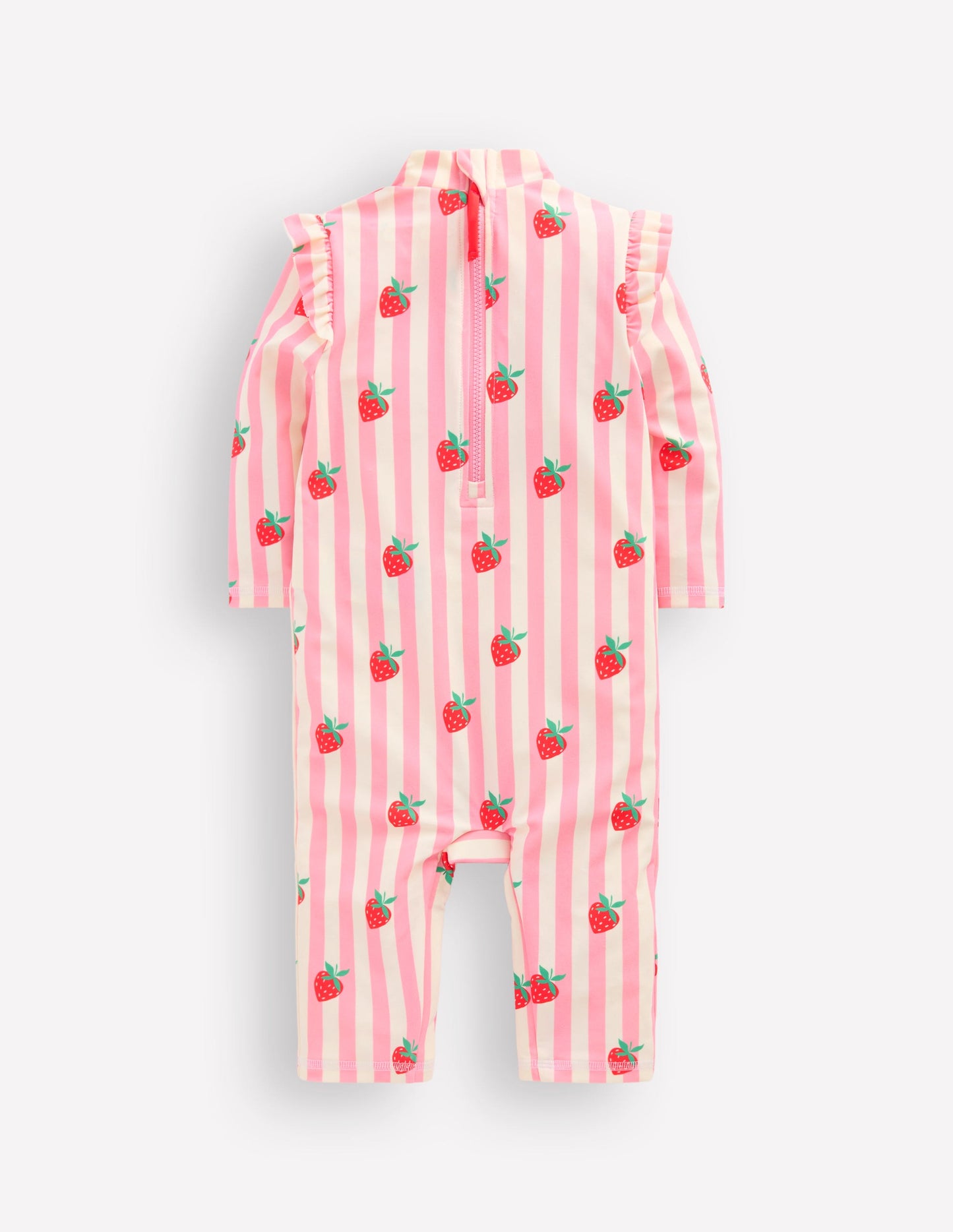 Girls Sun Safe Surfsuit-Pink Strawberry Stripe