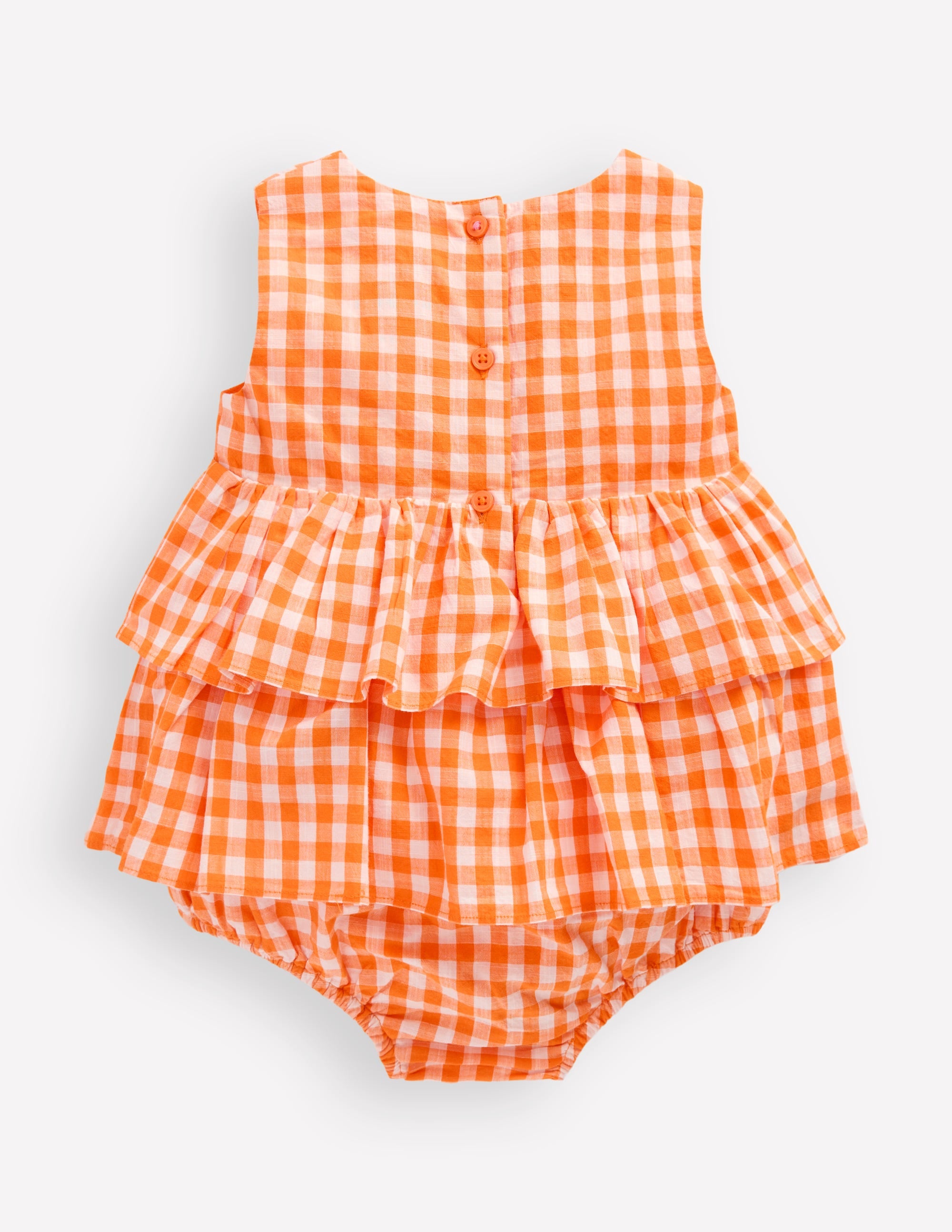 Novelty Bubble Romper-Orange Gingham - Image 2