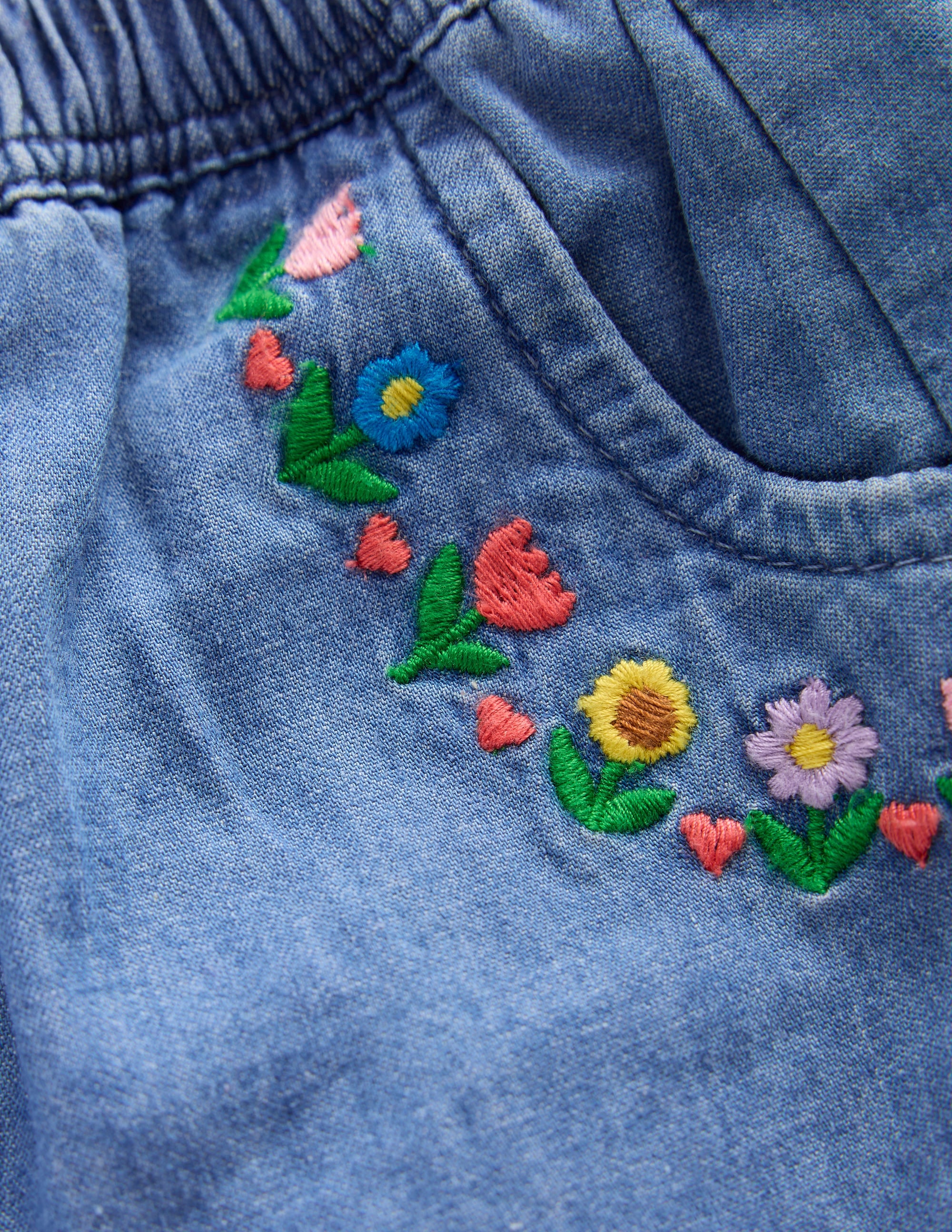 Embroidered Chambray Trousers-Embroidered Denim - Image 3