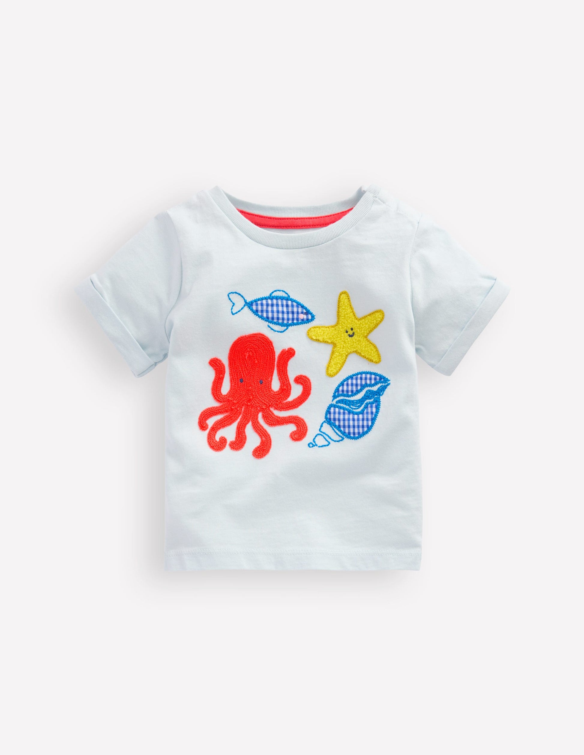 Short Sleeve Logo T-shirt-Light Blue Ocean Motifs-1