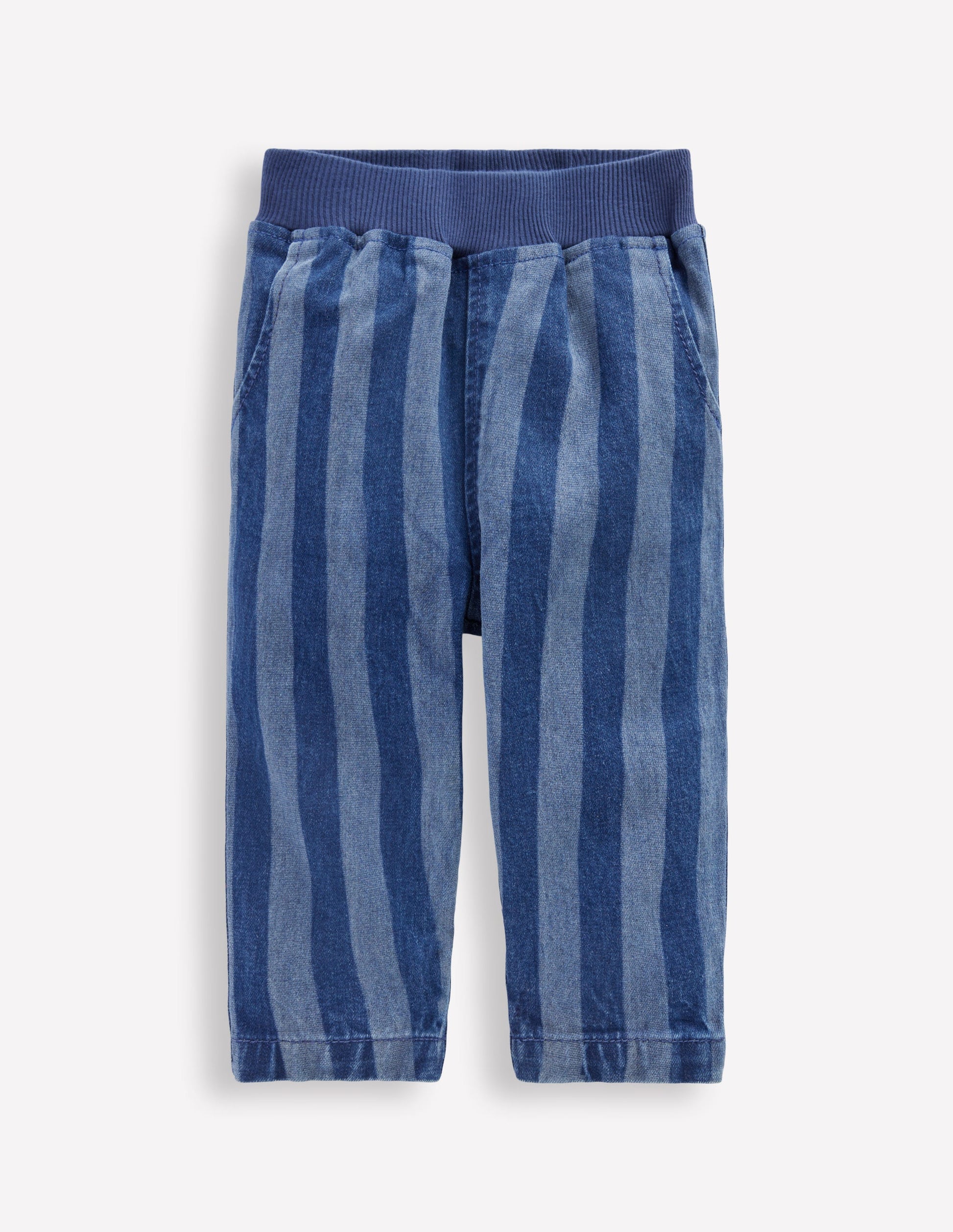 Denim Pull On Trousers-Denim Stripe-1