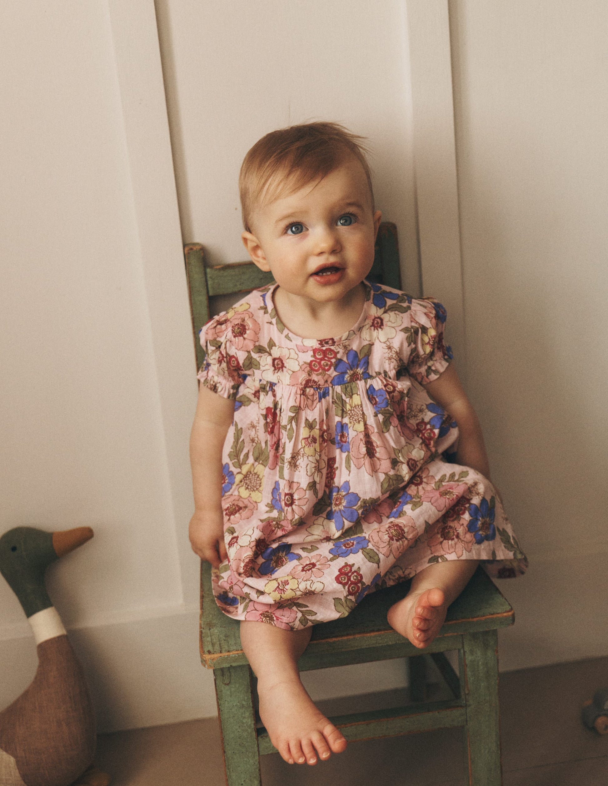 Gathered Woven Dress-Mid Pink Floral-4