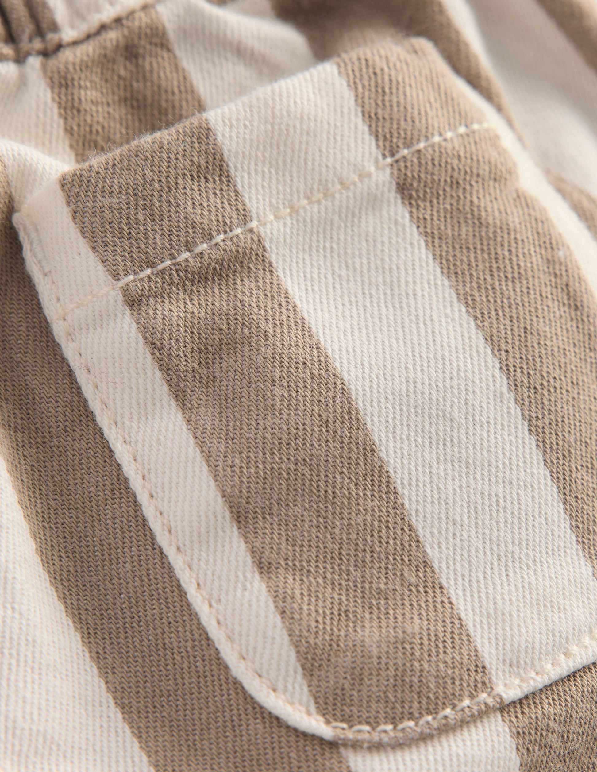 Cotton Pull-on Trousers-Neutral Stripe-3
