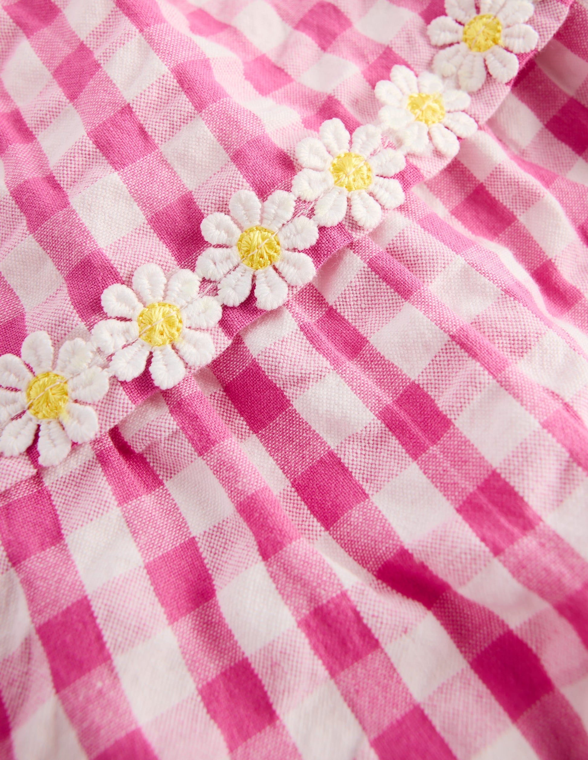 Tiered Woven Dress-Pink Gingham Daisies-3