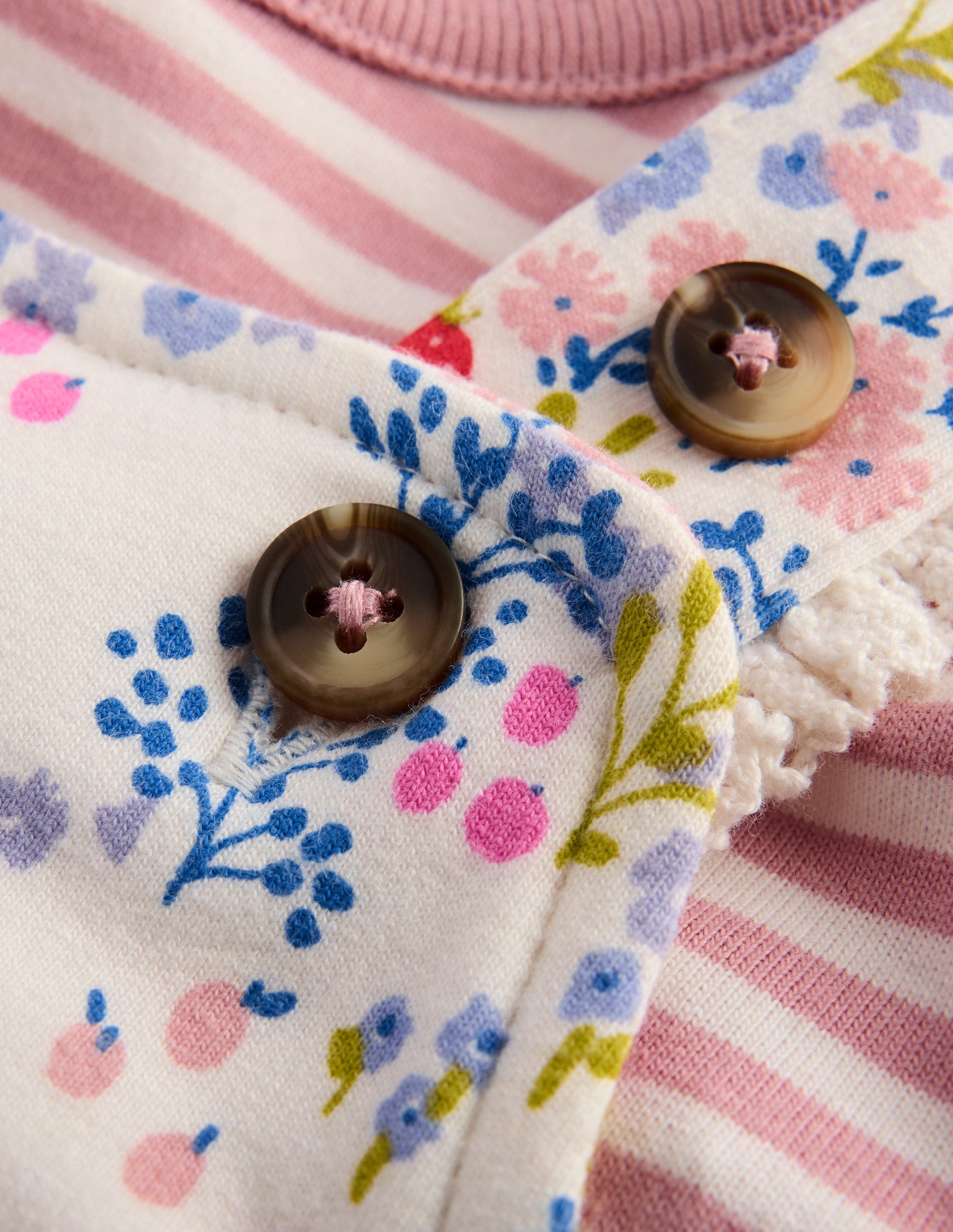 Short Sleeve Jersey Dungarees-Ivory Ditsy Meadow-3