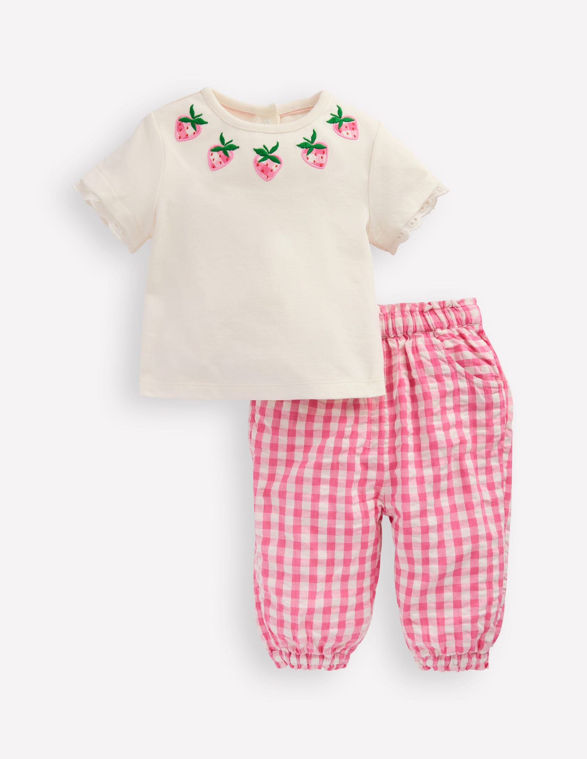Jersey and Woven Play Set-Strawberry Gingham-1