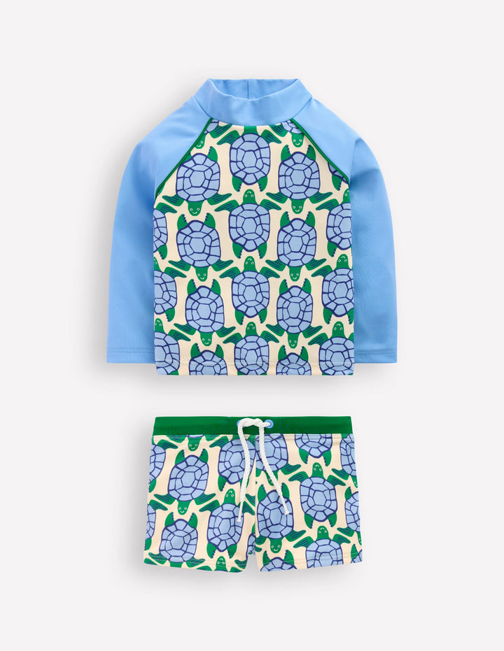 Rash Vest Set-Blue Geo Turtles