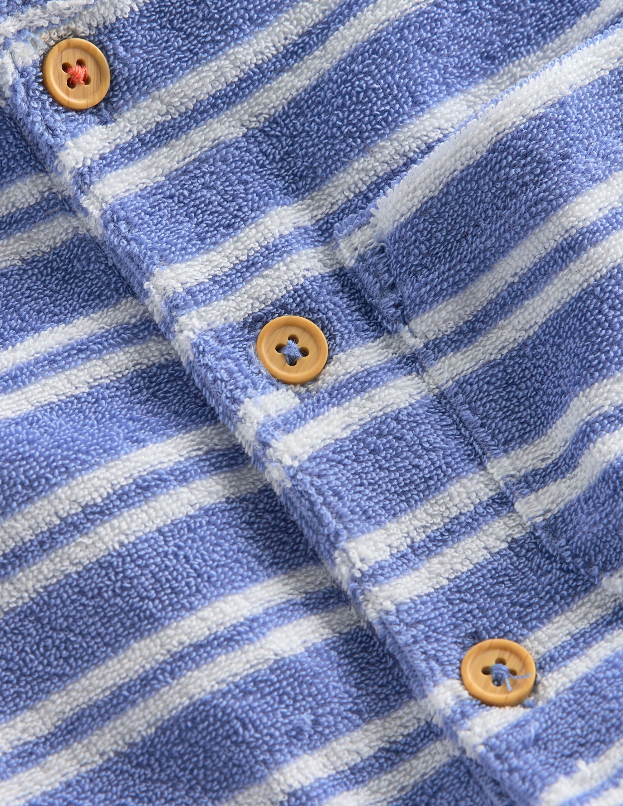 Short Sleeve Towelling Romper-Blue Stripe - Image 3