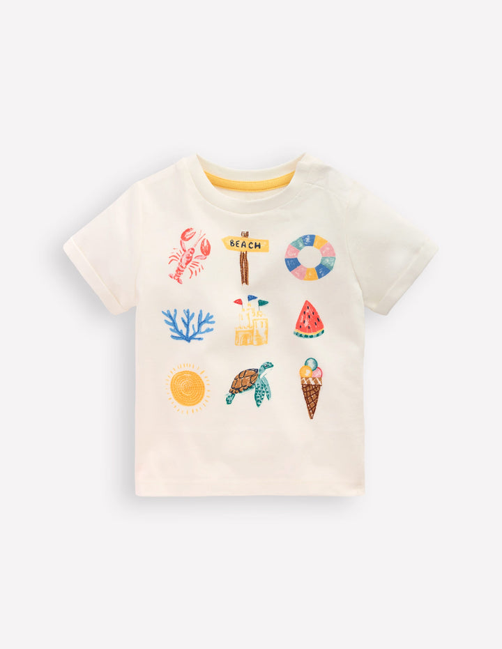 Short Sleeve Logo T-shirt-Ivory Summer Logo