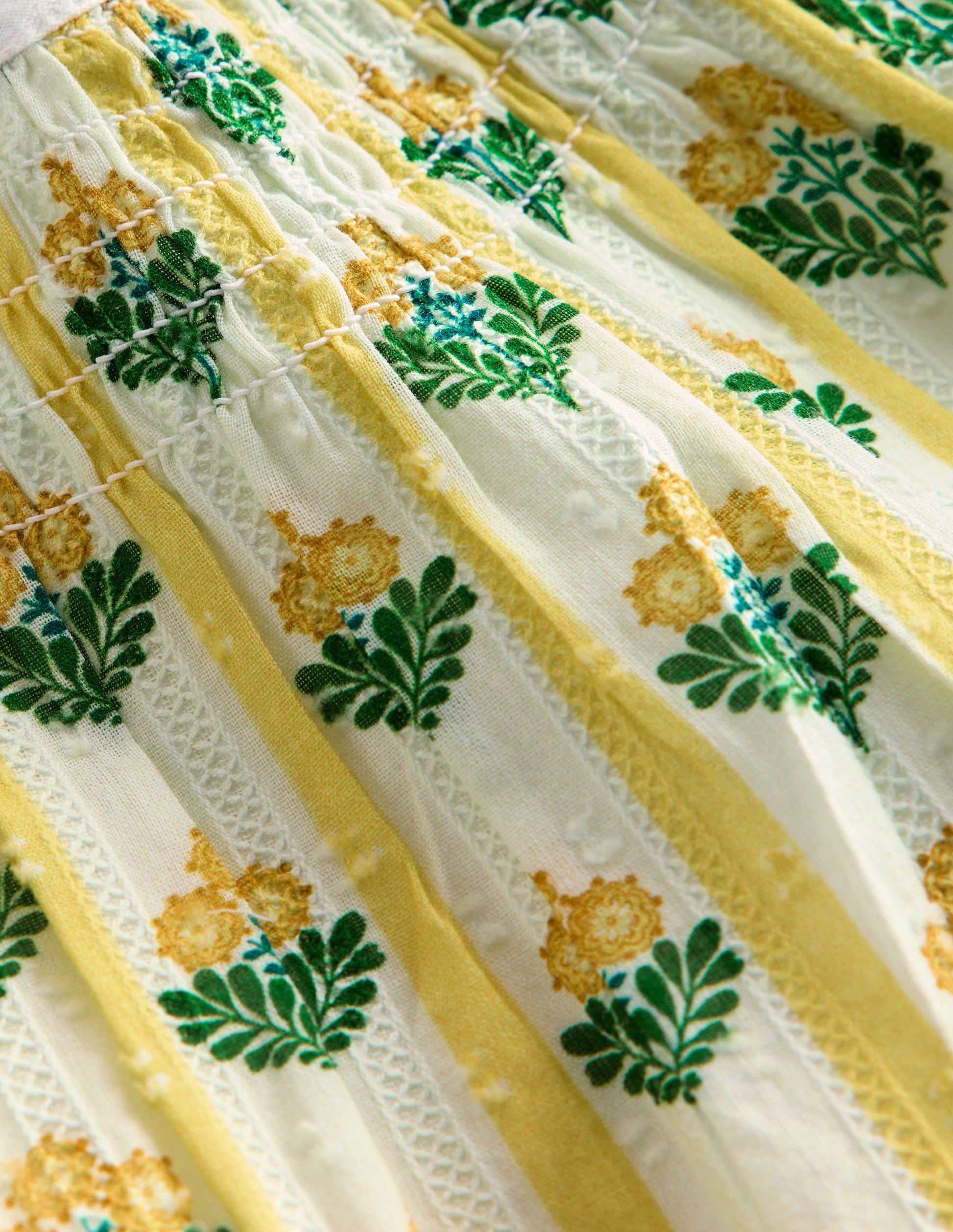 Floaty Shirred Dress-Yellow Flower Stem-3
