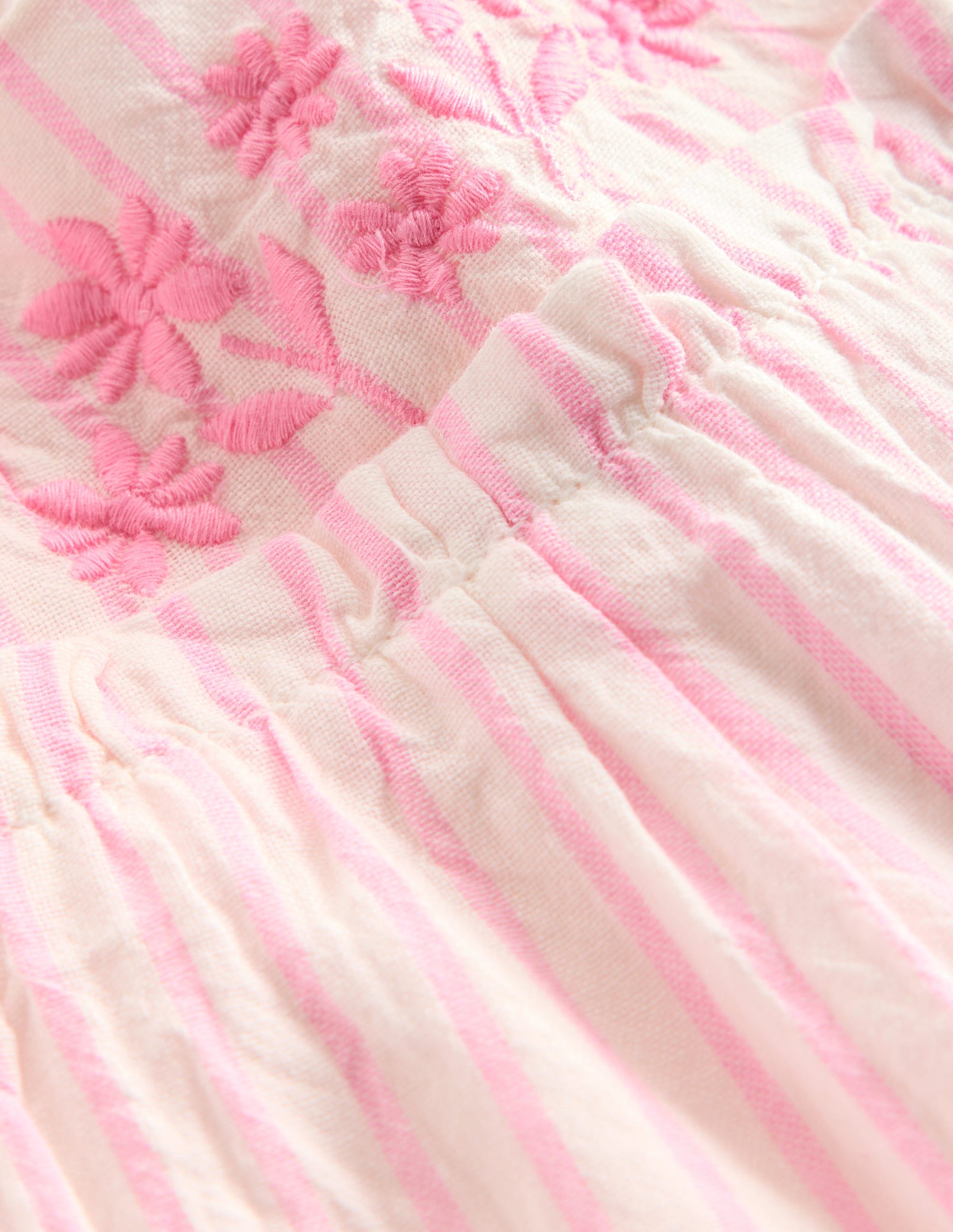 Tiered Ruffle Dress-Pink Embroidered Stripe-3