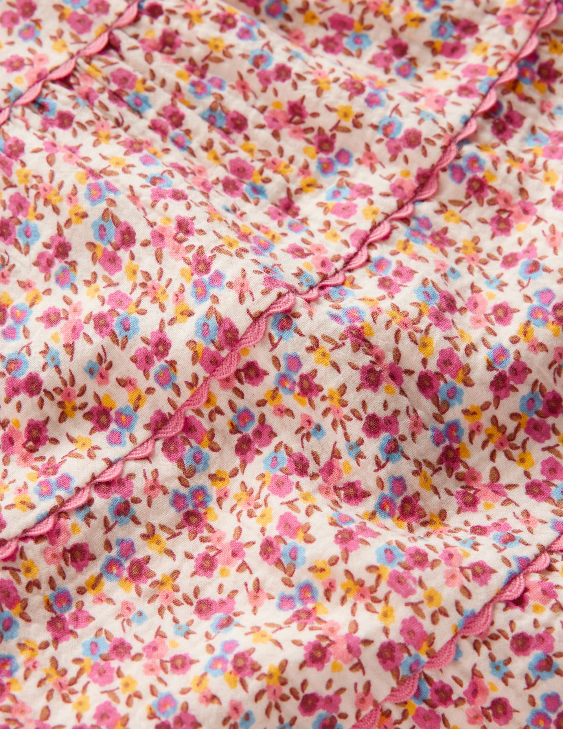 Tiered Ric Rac Dress-Pink Ditsy Floral-3