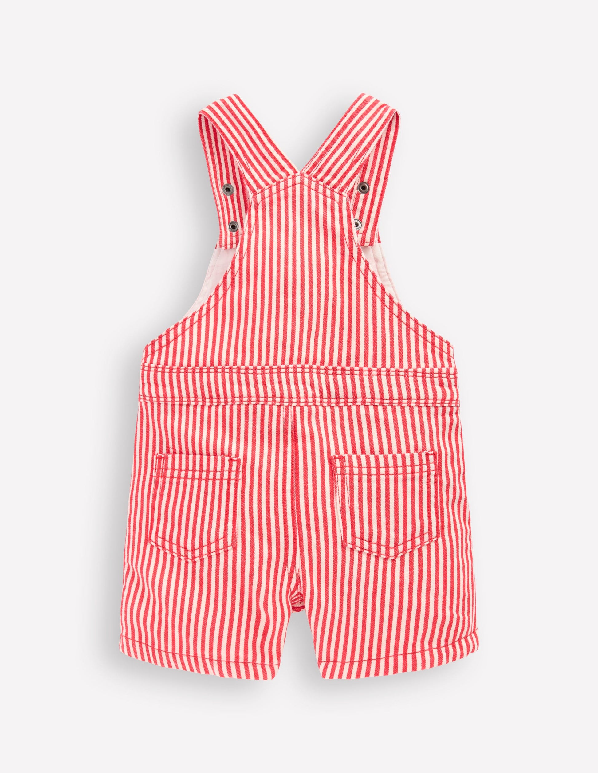Short Woven Dungarees-Red Stripe-2