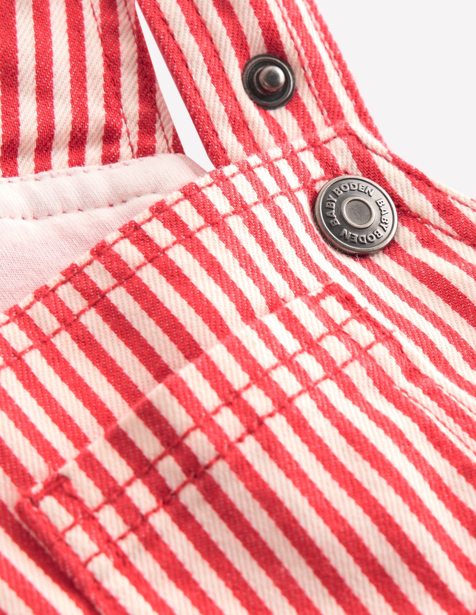 Short Woven Dungarees-Red Stripe-3