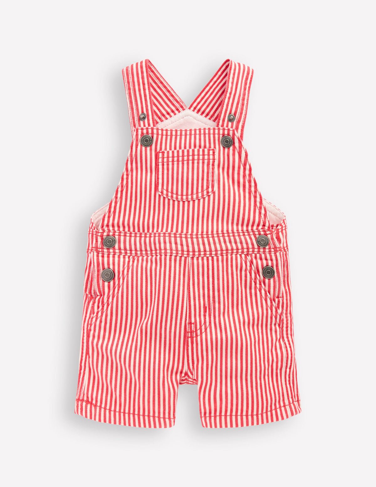 Short Woven Dungarees-Red Stripe - Image 1