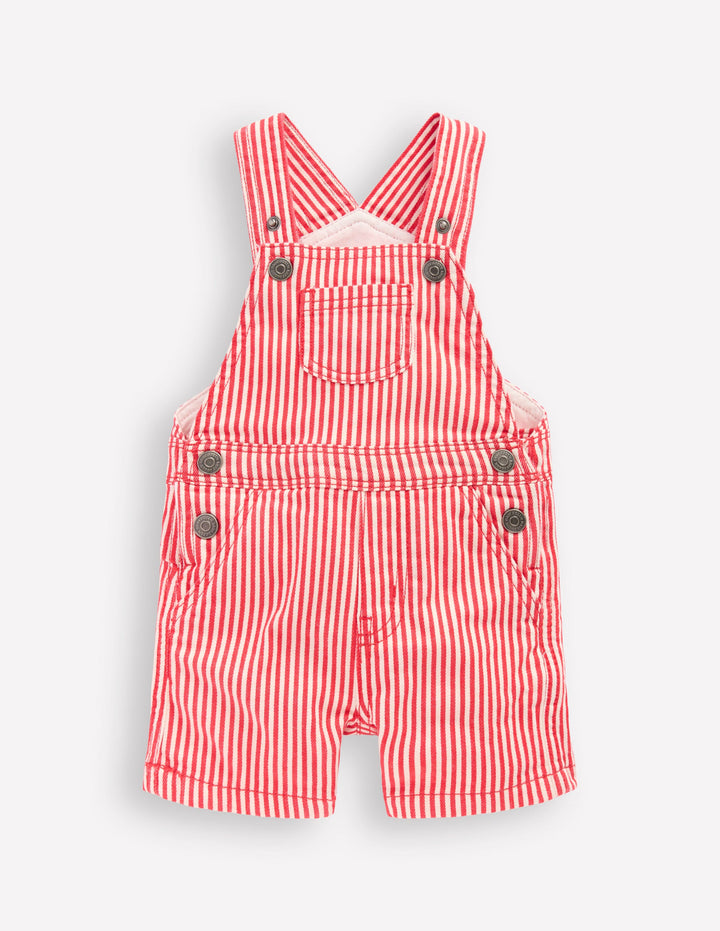 Short Woven Dungarees-Red Stripe