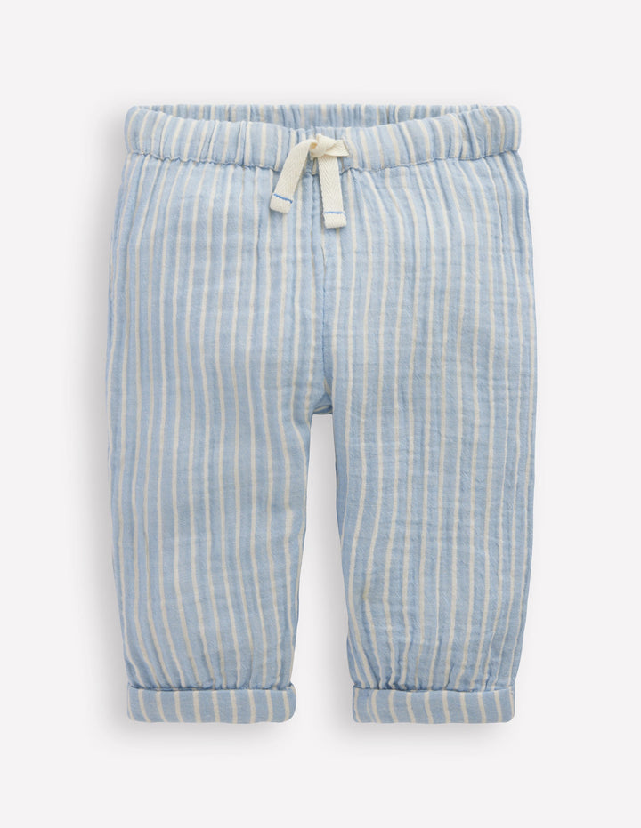 Double Cloth Trousers-Light Blue Stripe