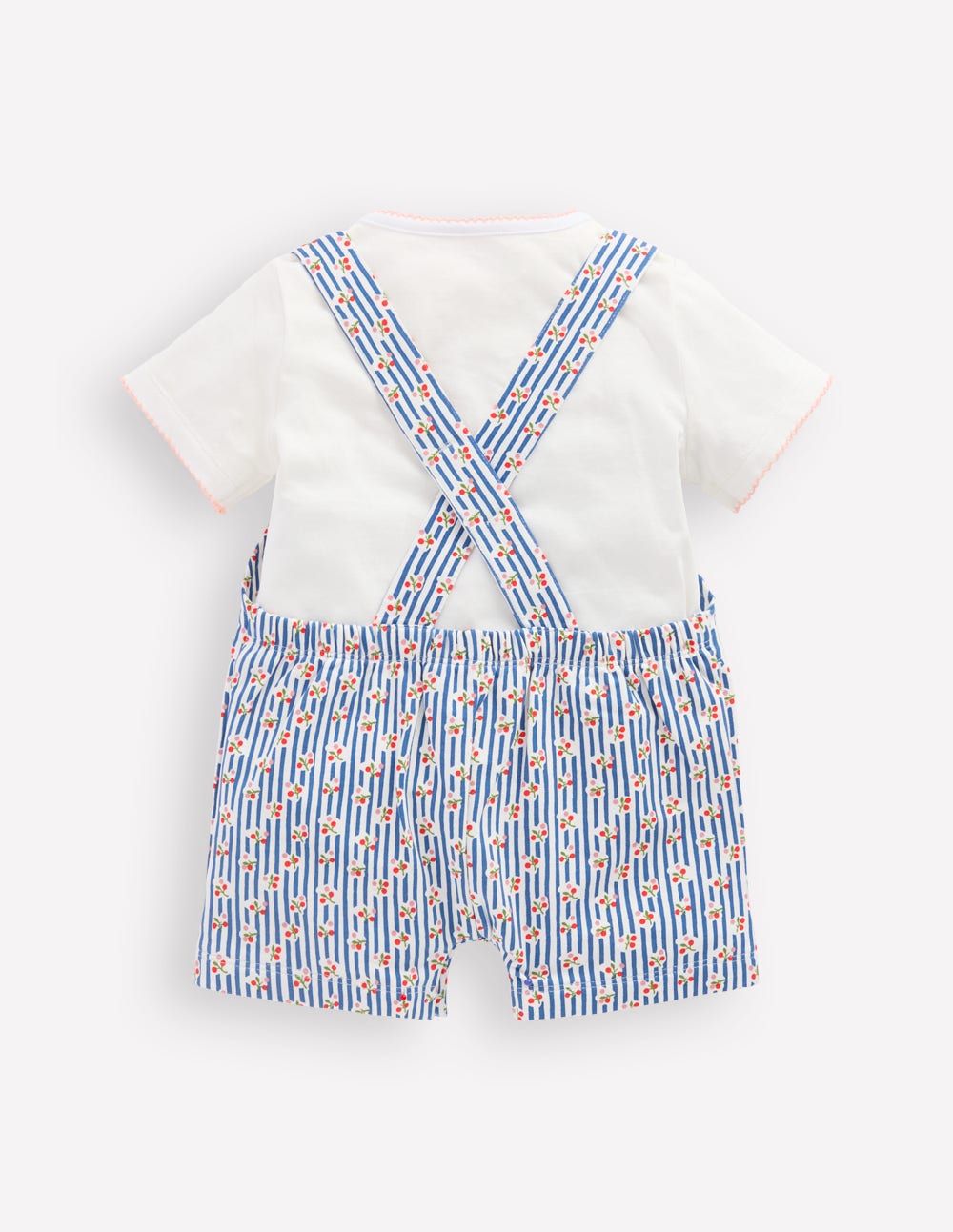 Short Jersey Dungaree Set-Bluejay Cherry Stripe - Image 2