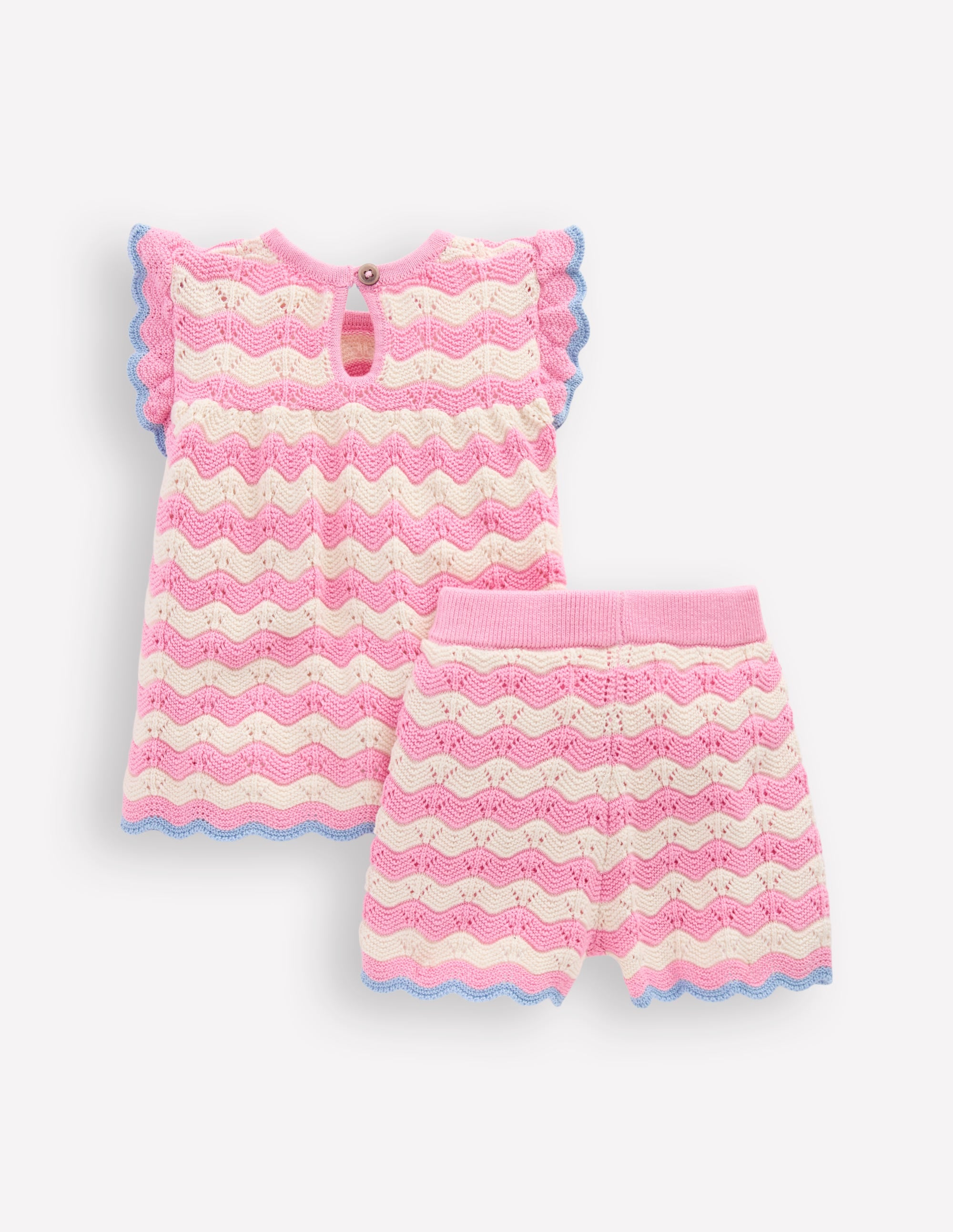 Pointelle Knitted Play Set-Pink Wave - Image 2