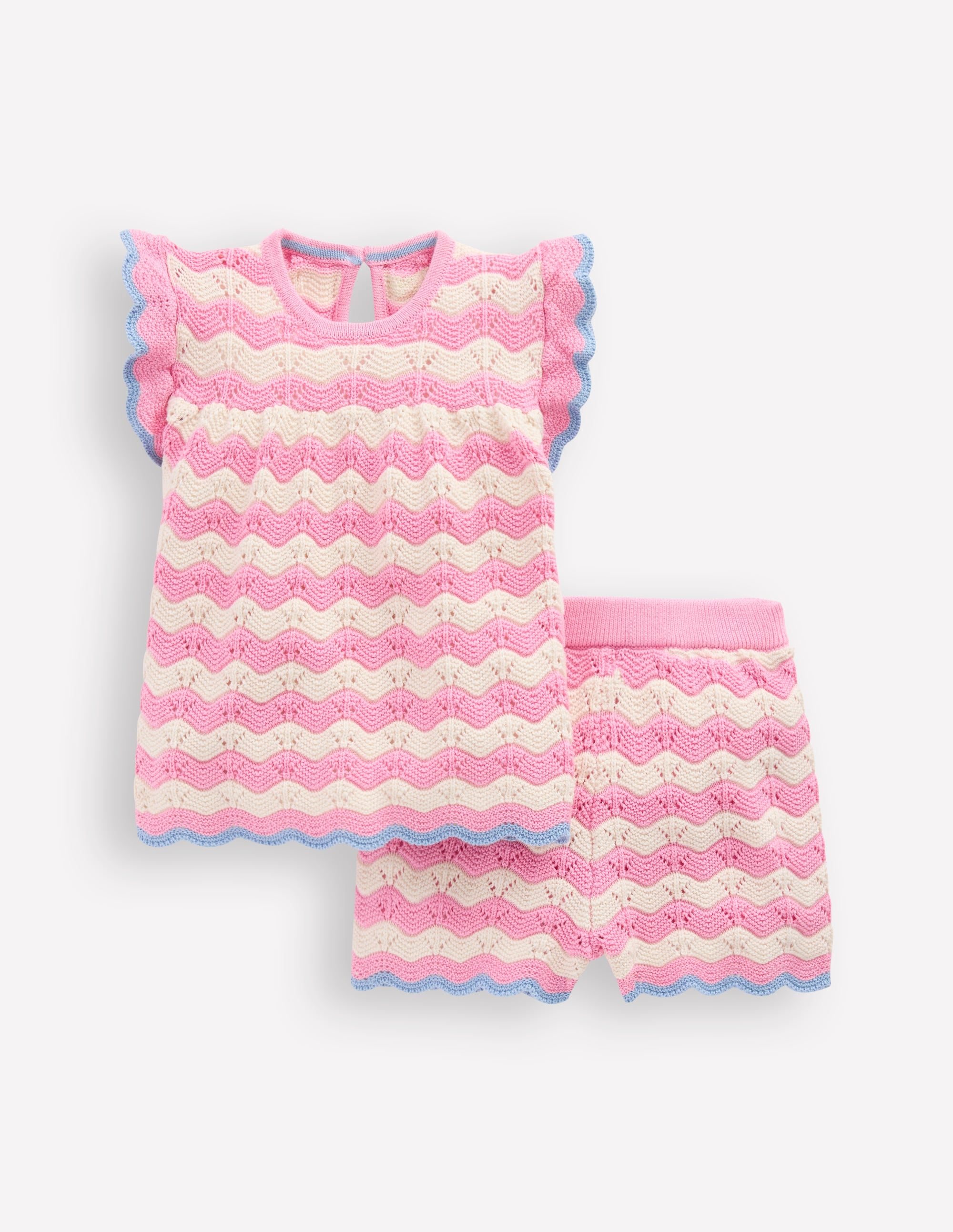 Pointelle Knitted Play Set-Pink Wave - Image 1
