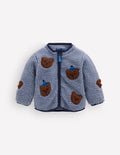 Cosy Borg Jacket-Blue Bear Applique