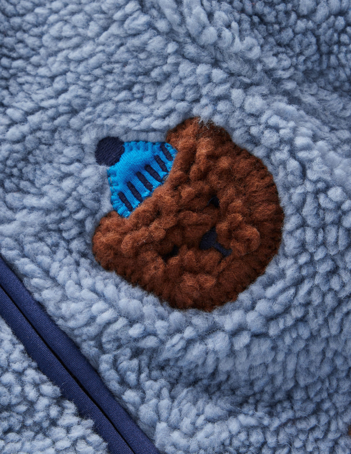 Cosy Borg Jacket-Blue Bear Applique - Image 2