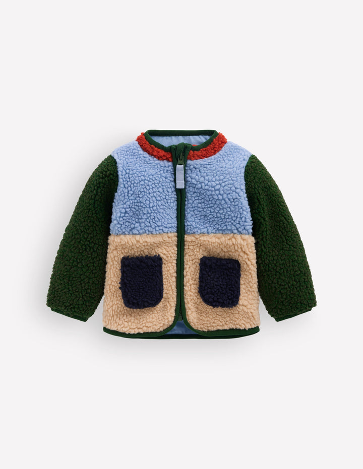 Cosy Borg Jacket-Colourblock