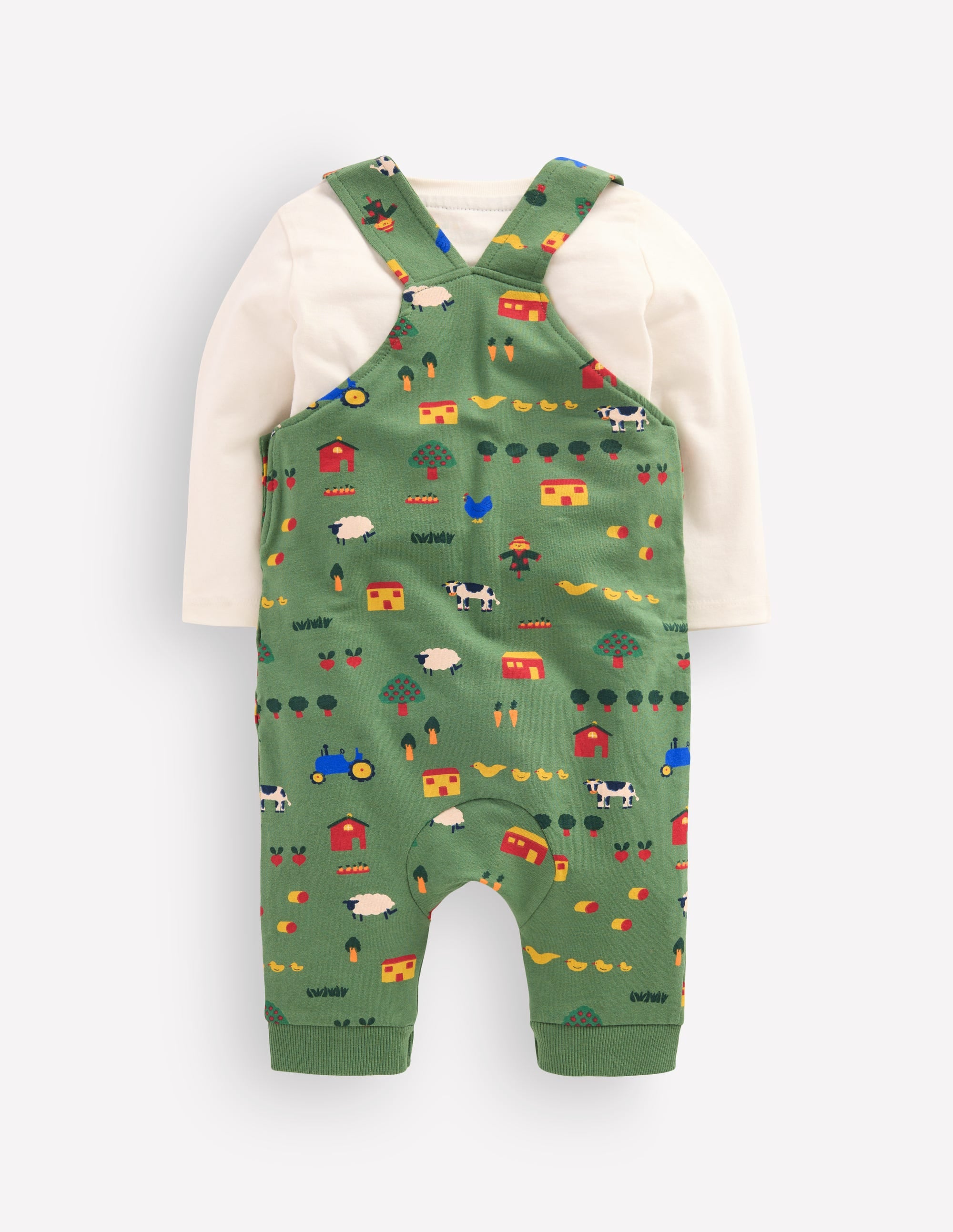 Jersey Dungarees Set-Green Farm - Image 2