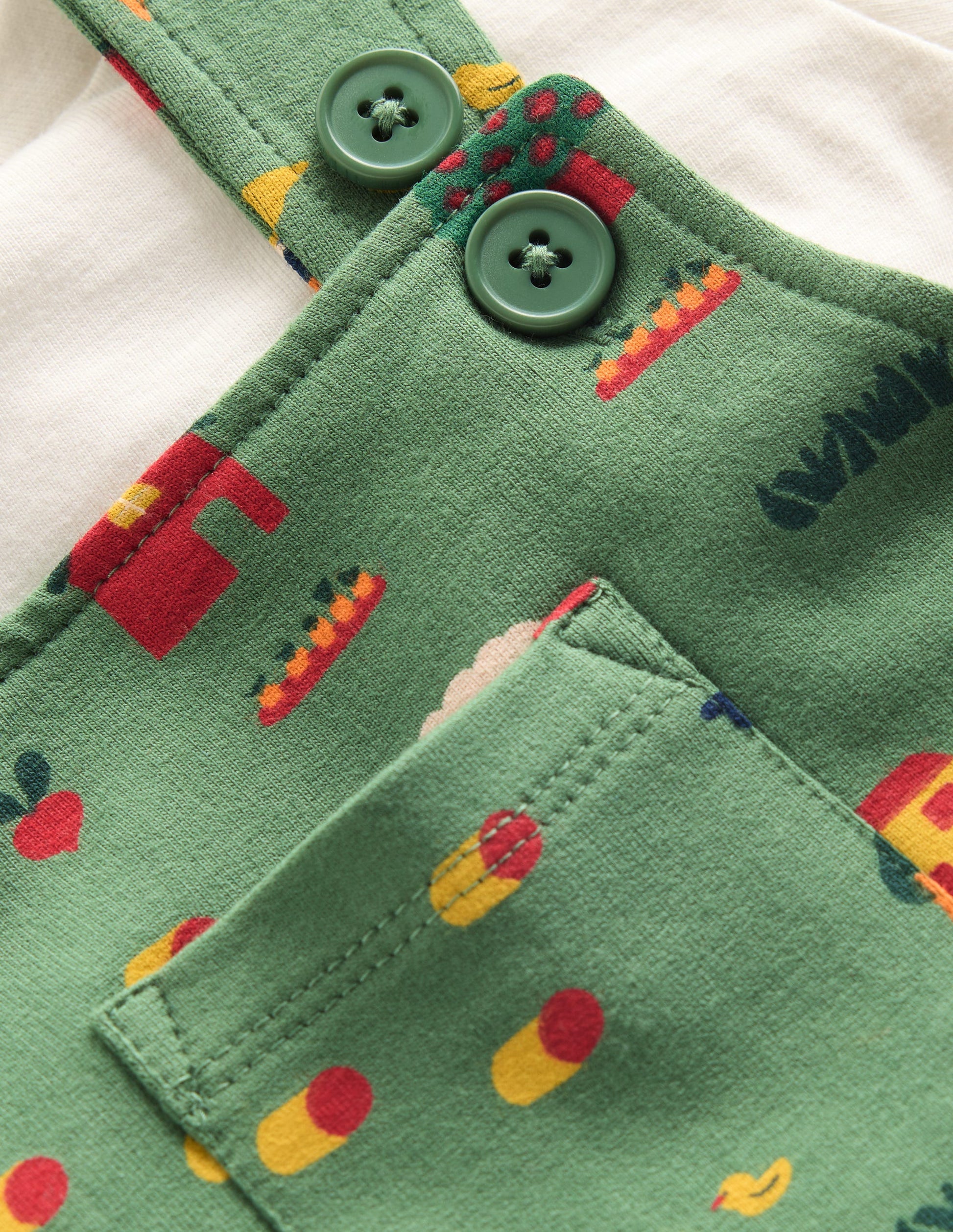 Jersey Dungarees Set-Green Farm-3