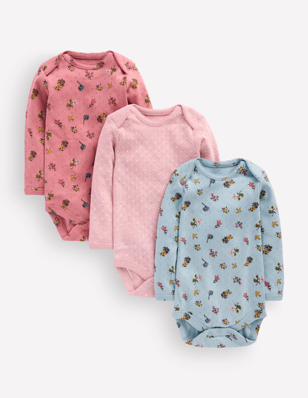 3-pack Pointelle Bodies-Pink Spaced Floral - Image 1