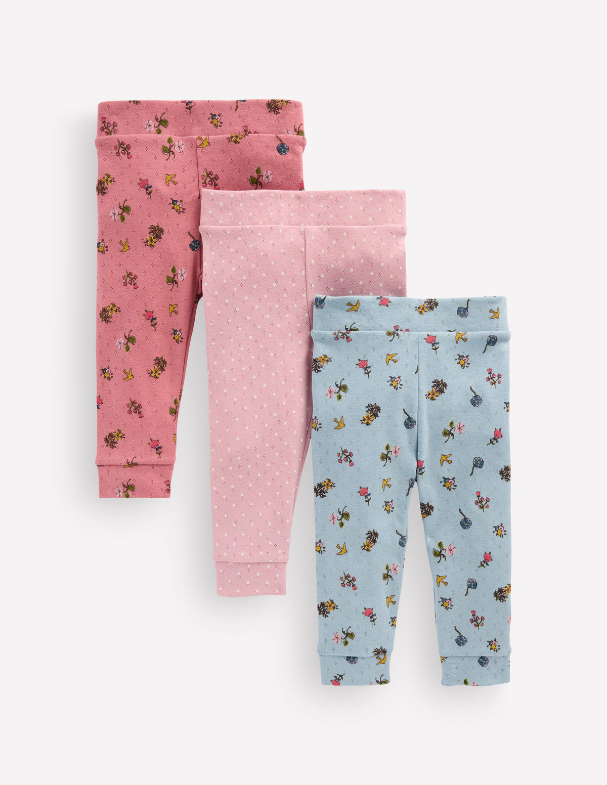 3-pack Pointelle Leggings-Pink Spaced Floral - Image 1
