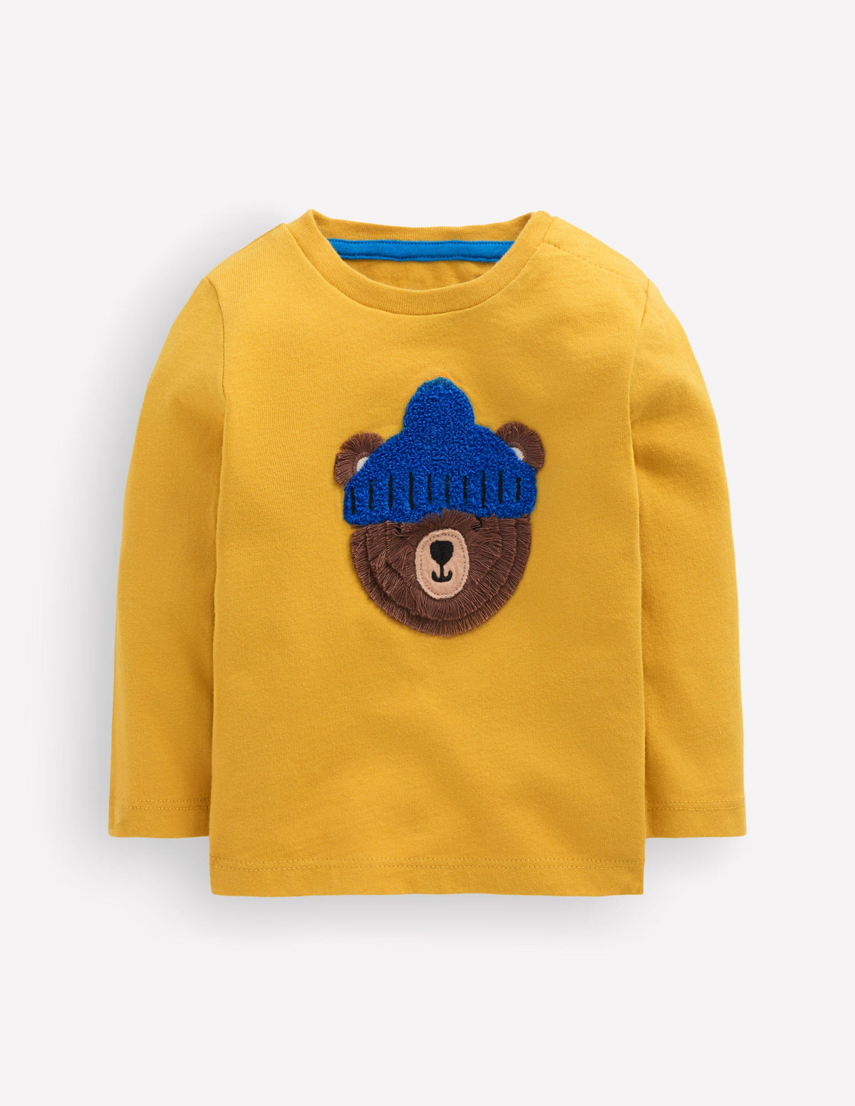 Long Sleeve Appliqué T-shirt-Canary Yellow Bear-1