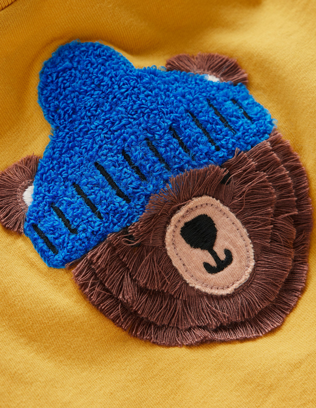 Long Sleeve Appliqué T-shirt-Canary Yellow Bear - Image 2