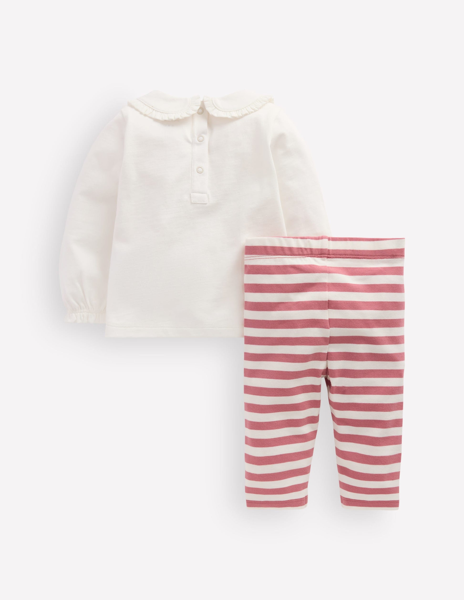 Collared Jersey Set-Ivory/Pink Embroidered-2