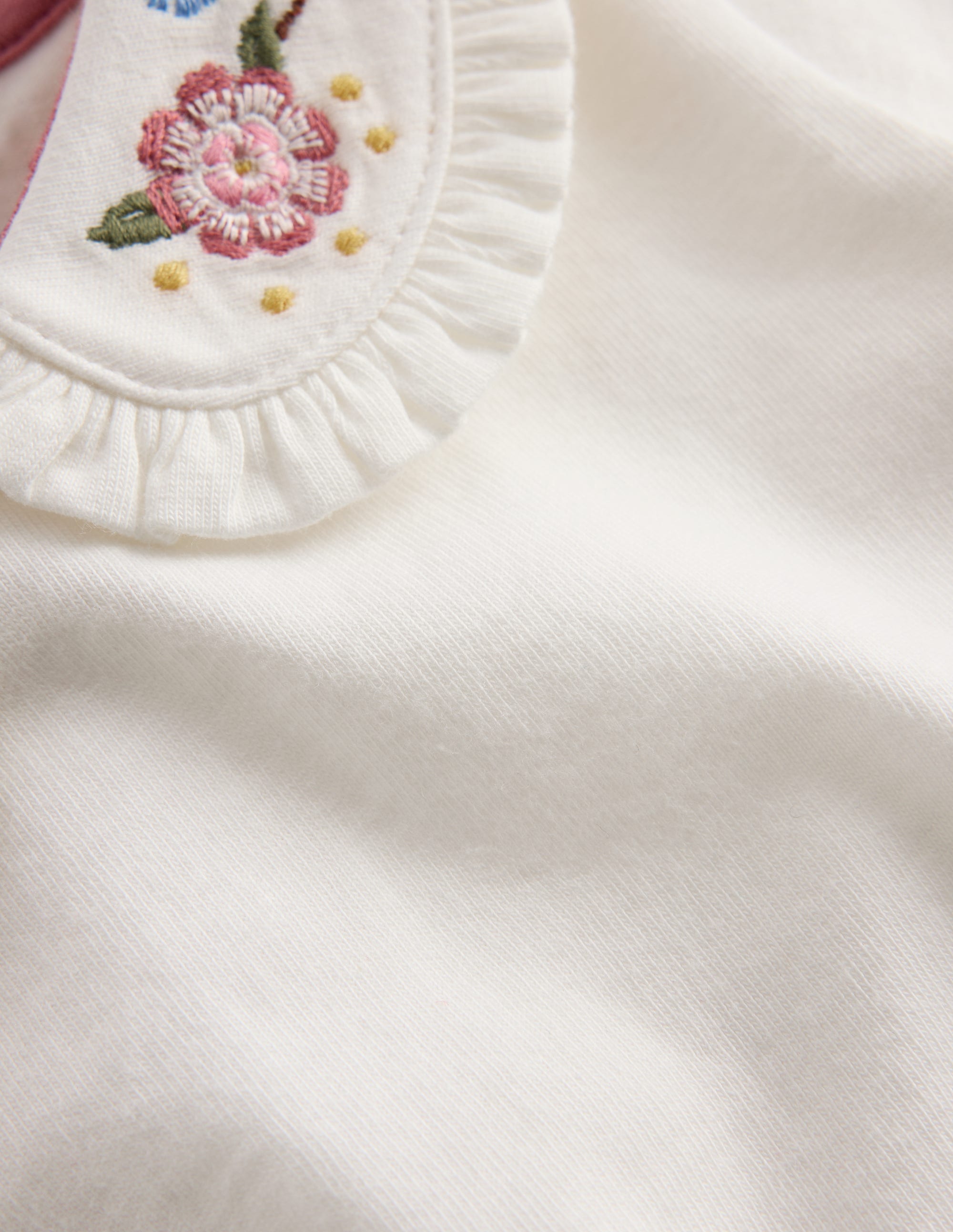 Collared Jersey Set-Ivory/Pink Embroidered - Image 3