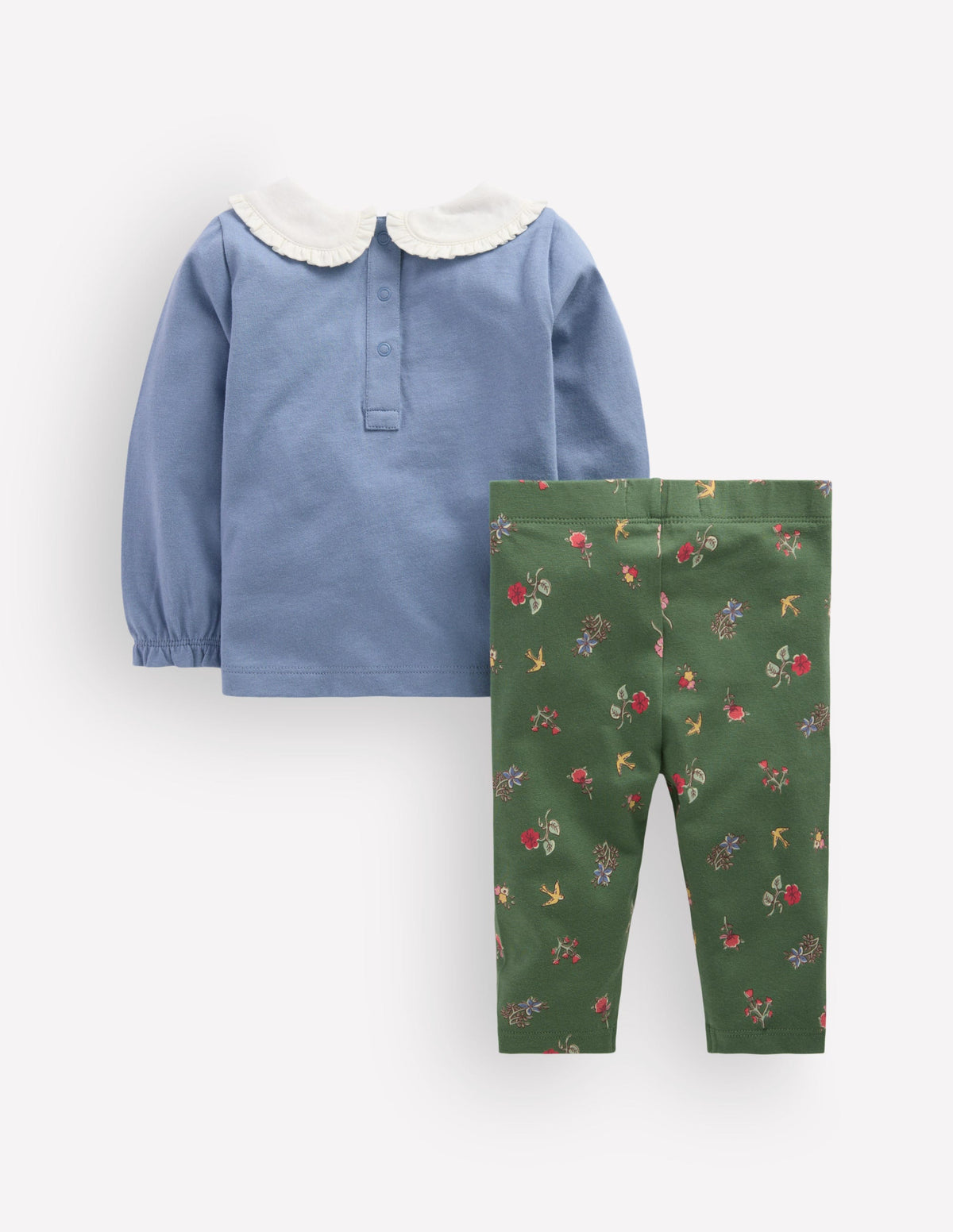 Collared Jersey Set-French Blue & Green Floral - Image 3