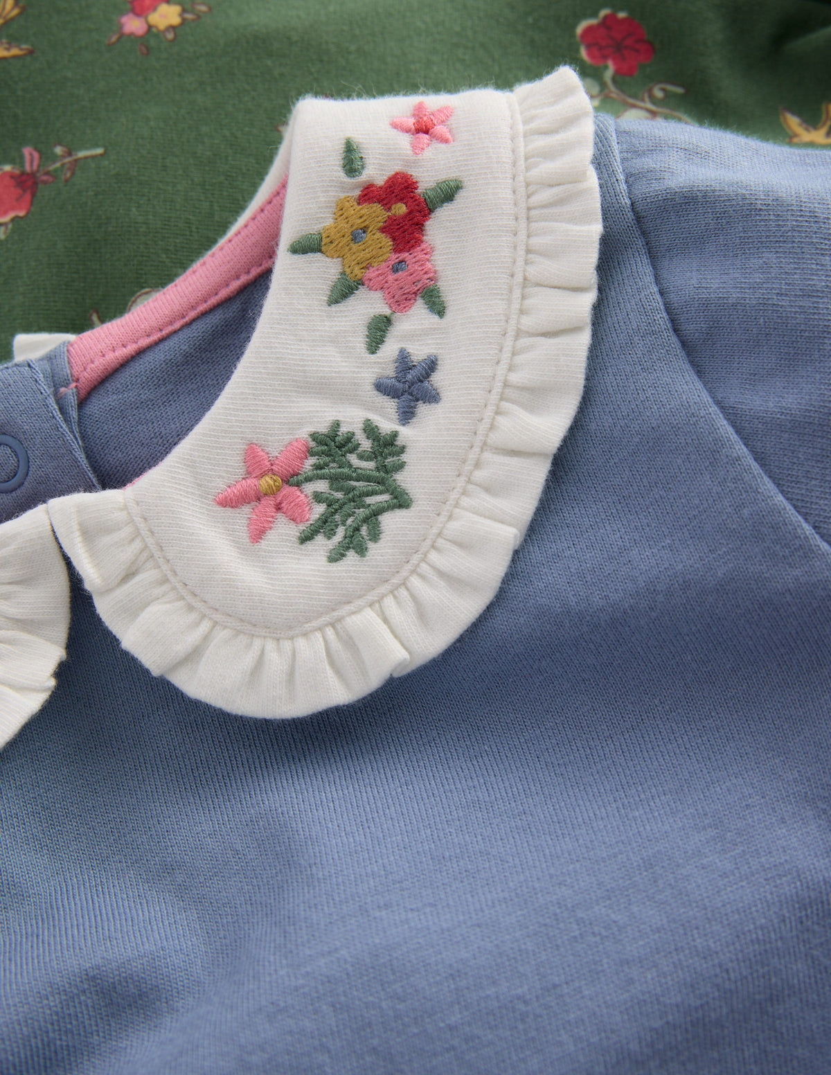 Collared Jersey Set-French Blue & Green Floral-2