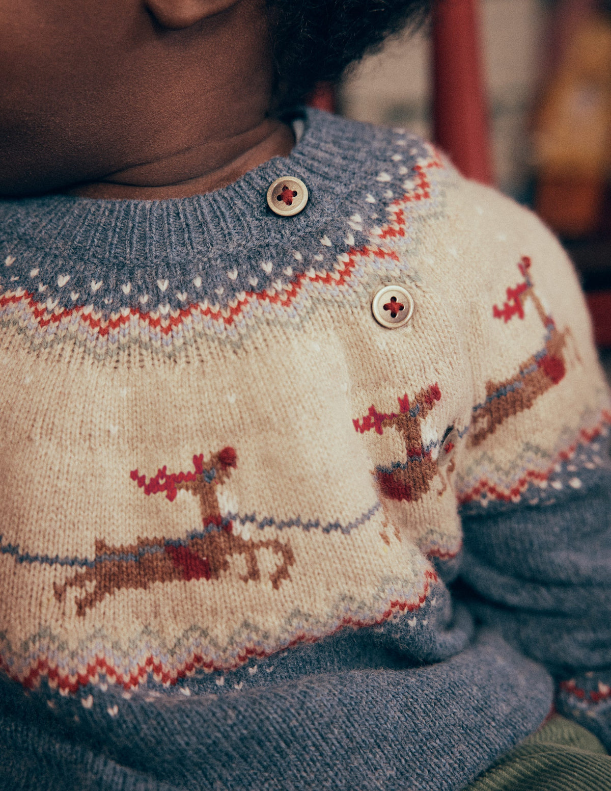Fair isle Jumper-Denim Blue Marl Polar Post - Image 1