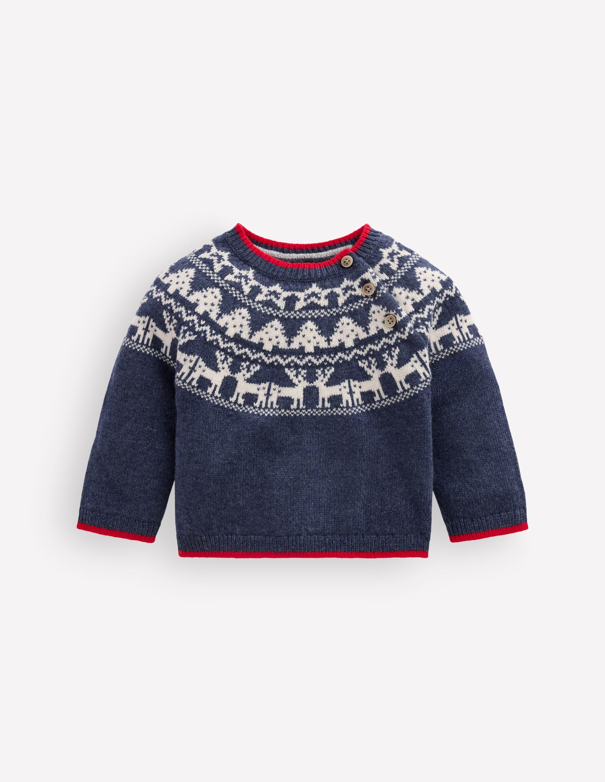 Fair isle Jumper-College Navy Marl Festive - Image 1