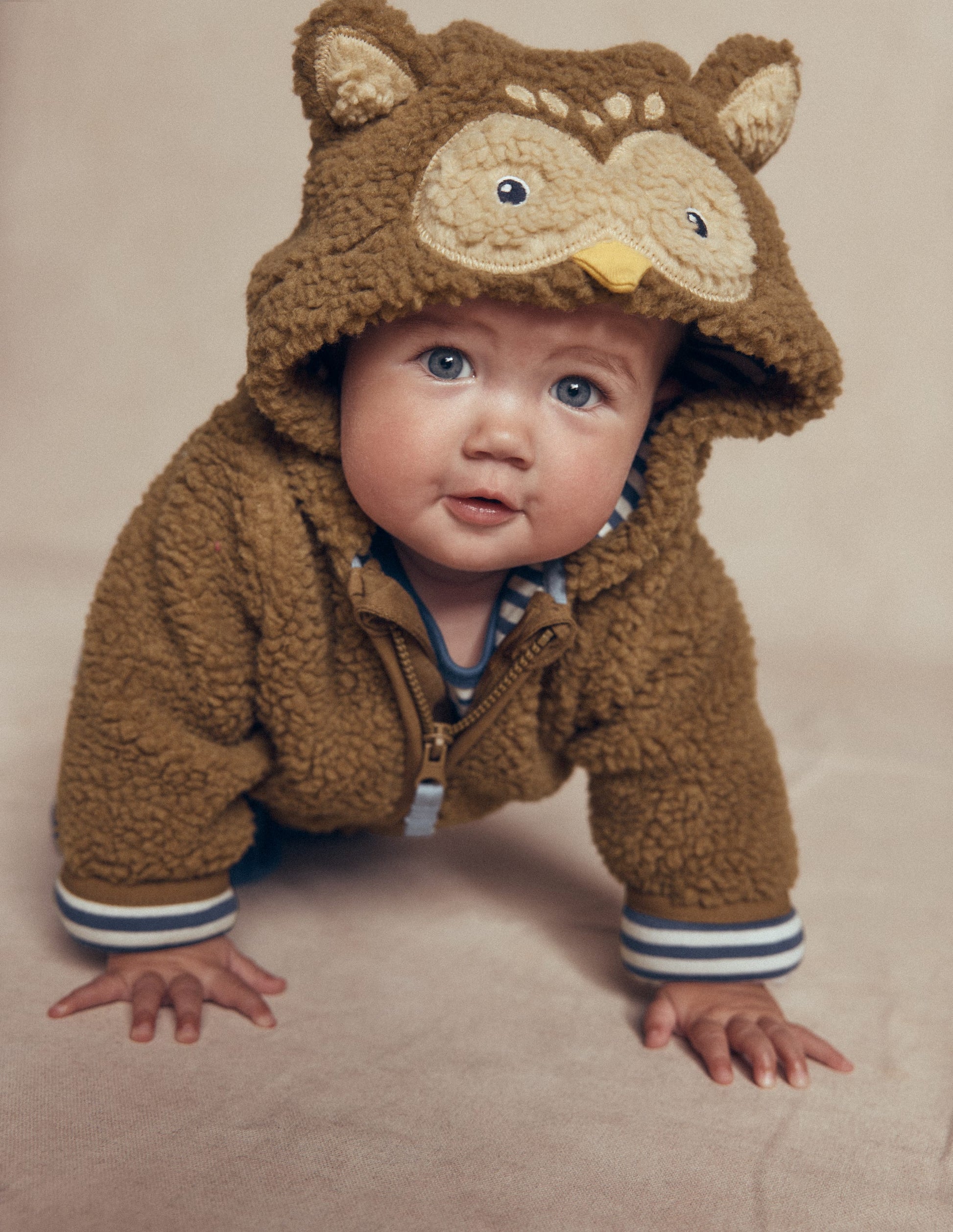 Novelty Cosy Borg Jacket-Brown Owl-2