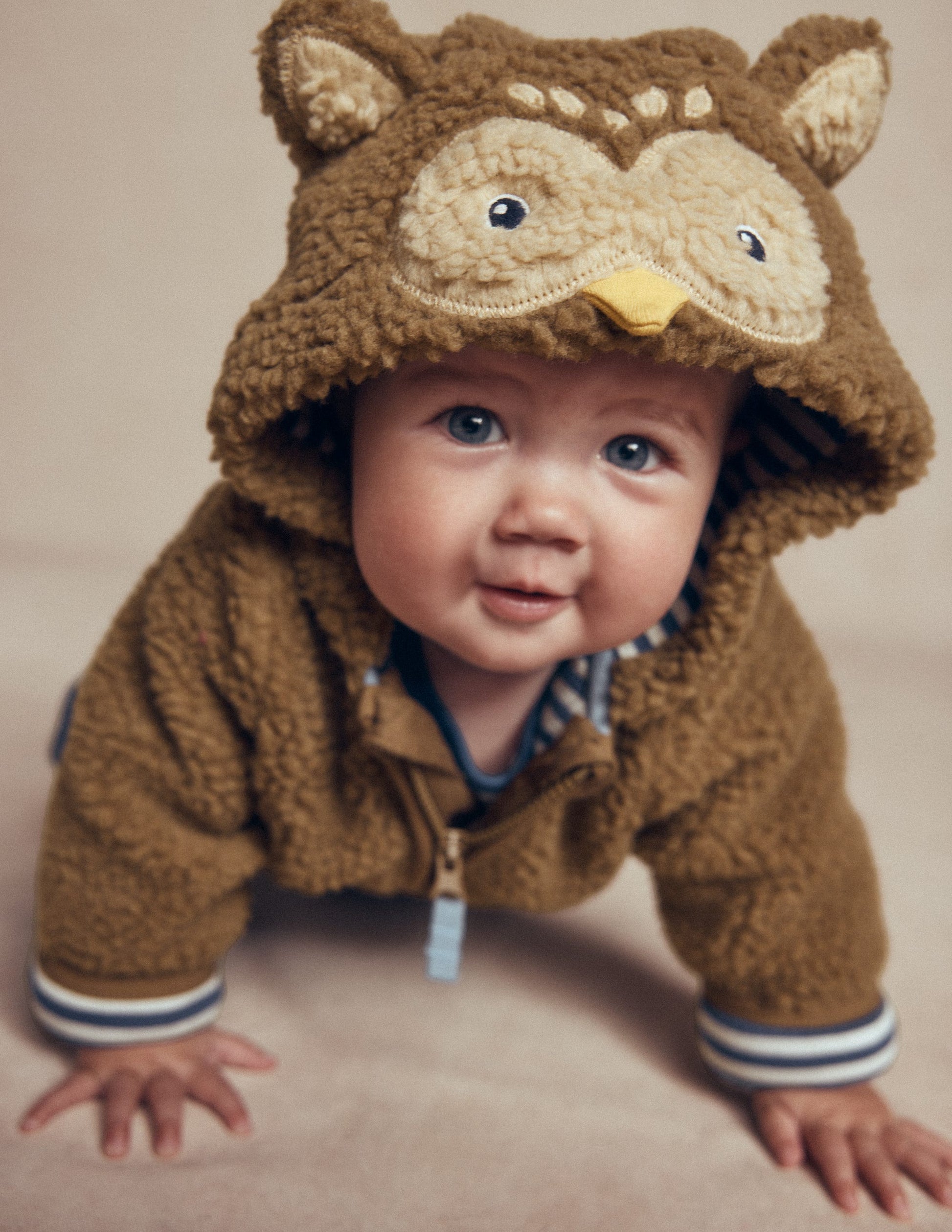 Novelty Cosy Borg Jacket-Brown Owl-3