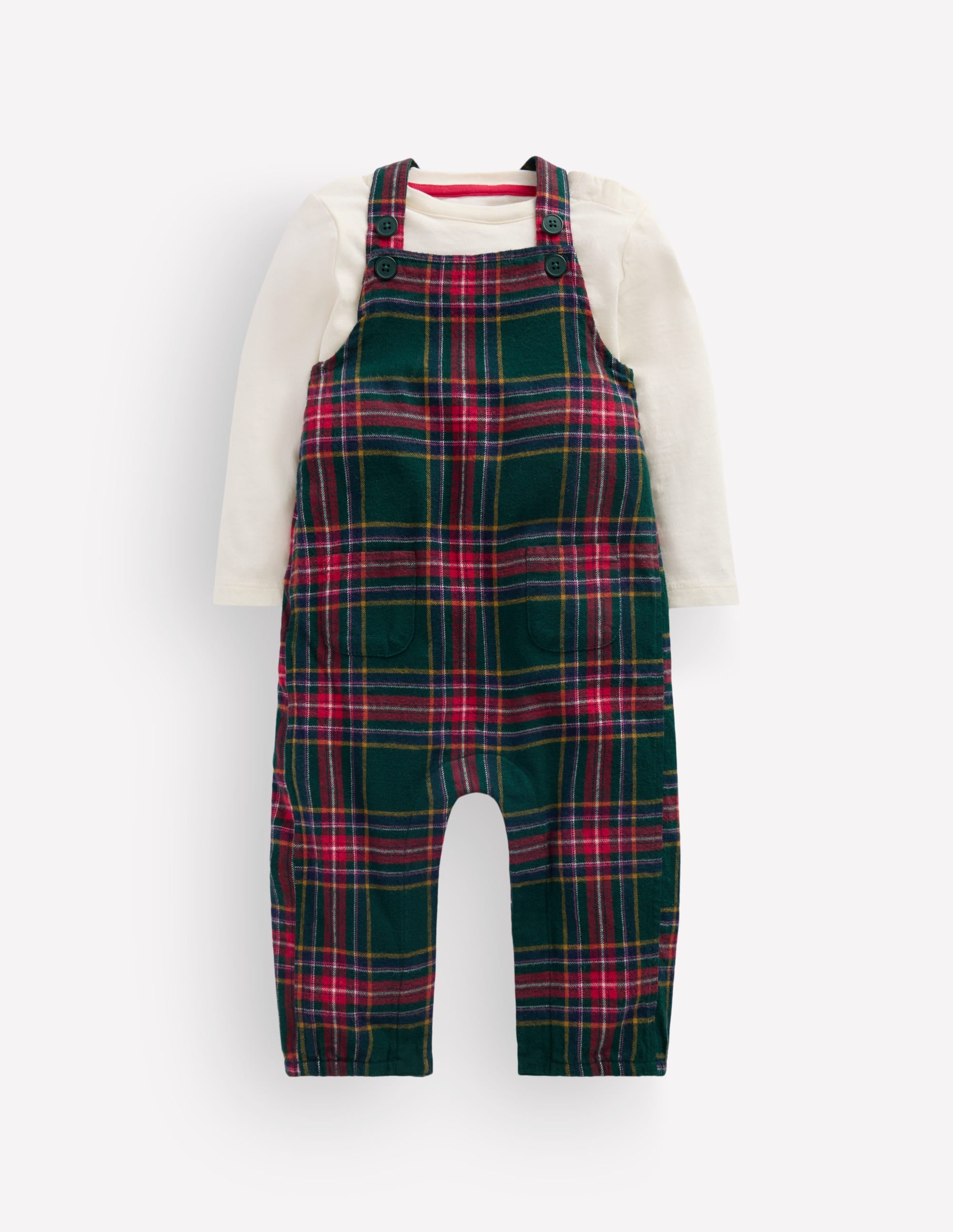 Front Pocket Romper Set-Green Family Check - Image 2