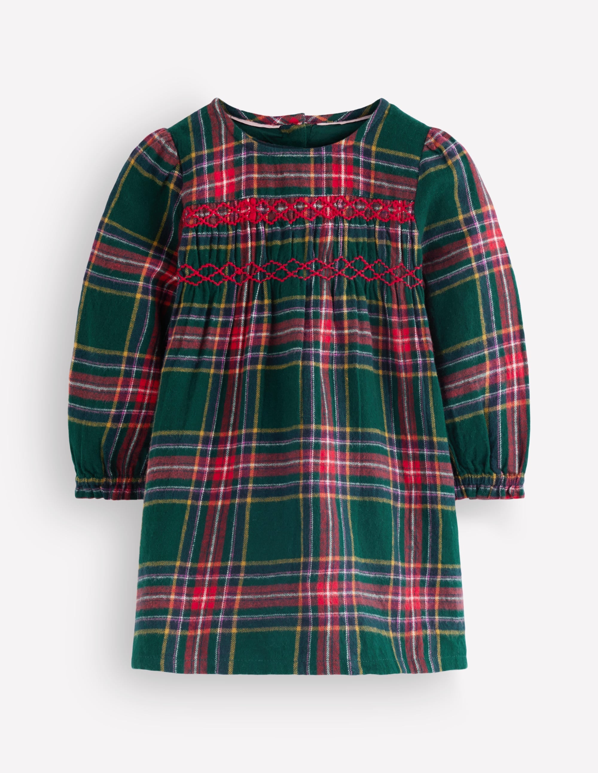 Smocked Occasion Dress-Green Family Check - Image 6