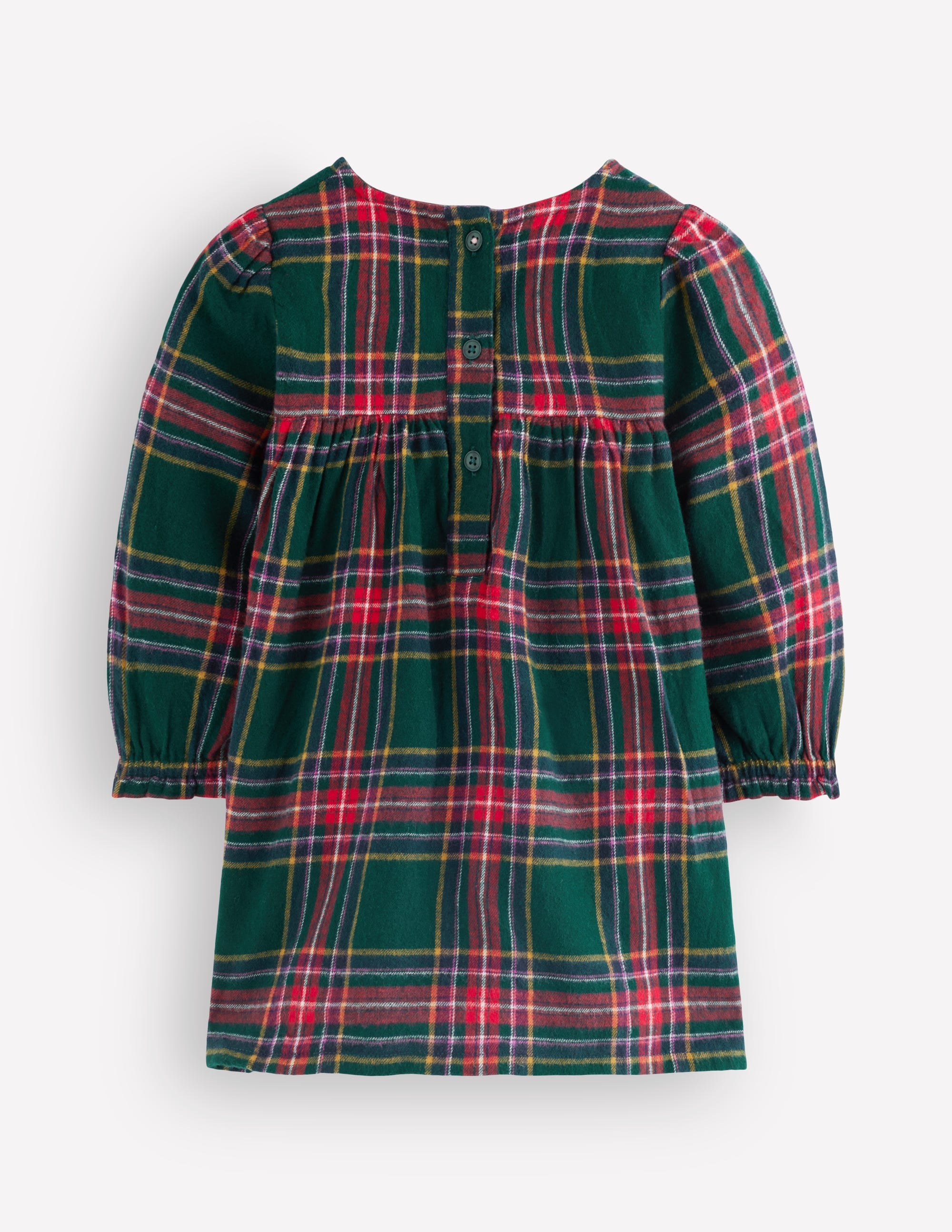 Smocked Occasion Dress-Green Family Check - Image 7