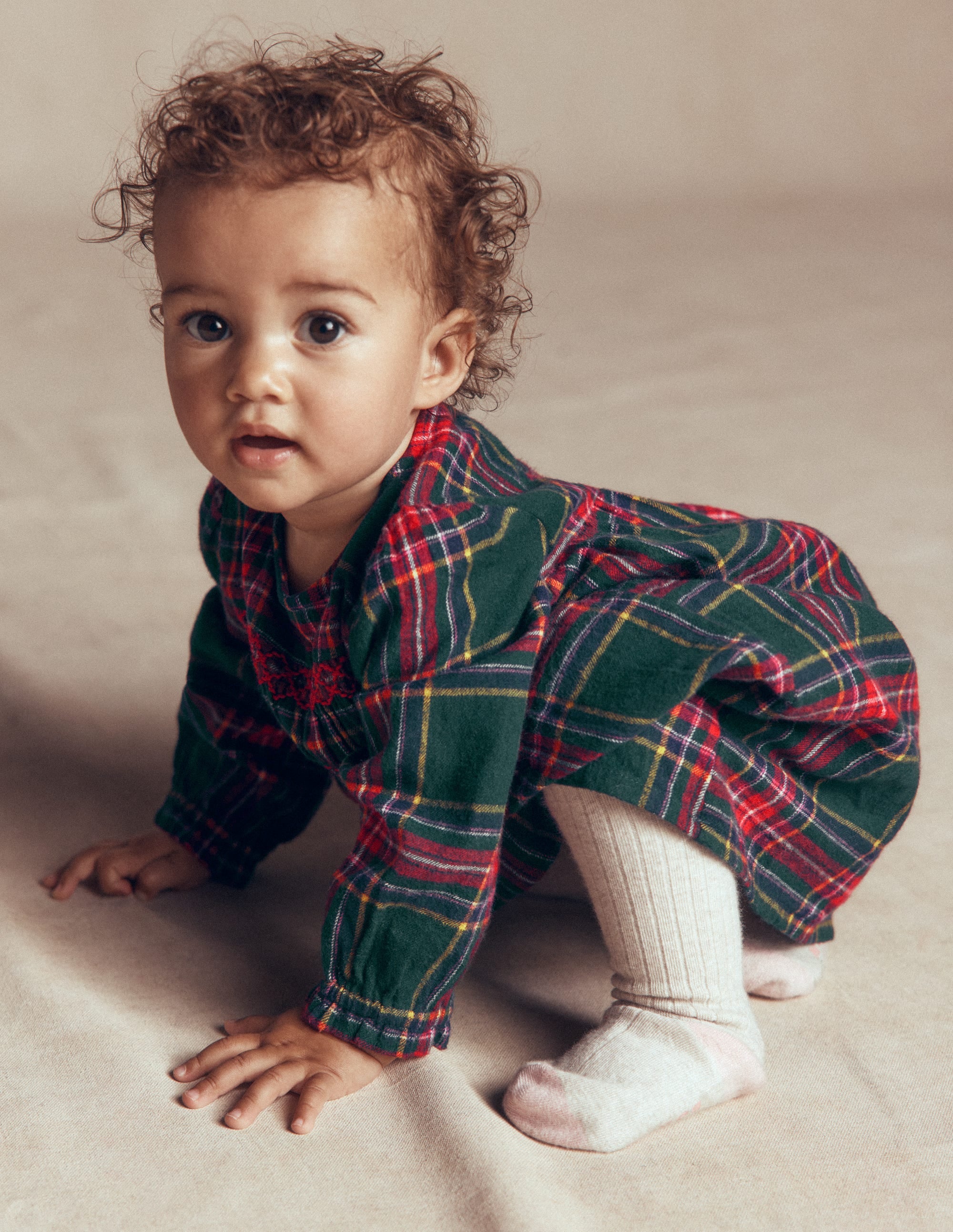Smocked Occasion Dress-Green Family Check - Image 3