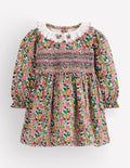 Smocked Party Dress-Multi Floral