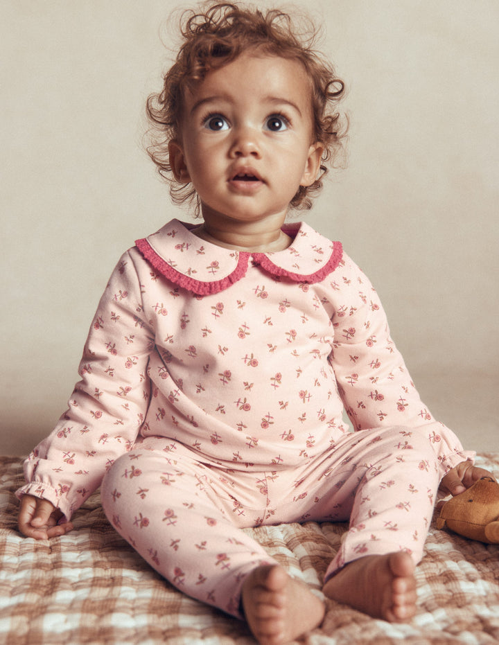 Pretty Collar Sweat Set-Botanic Pink Ditsy Floral