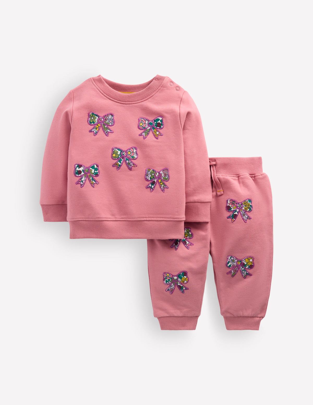 Appliqué Sweatshirt Set-Vintage Rose Applique Bows-1