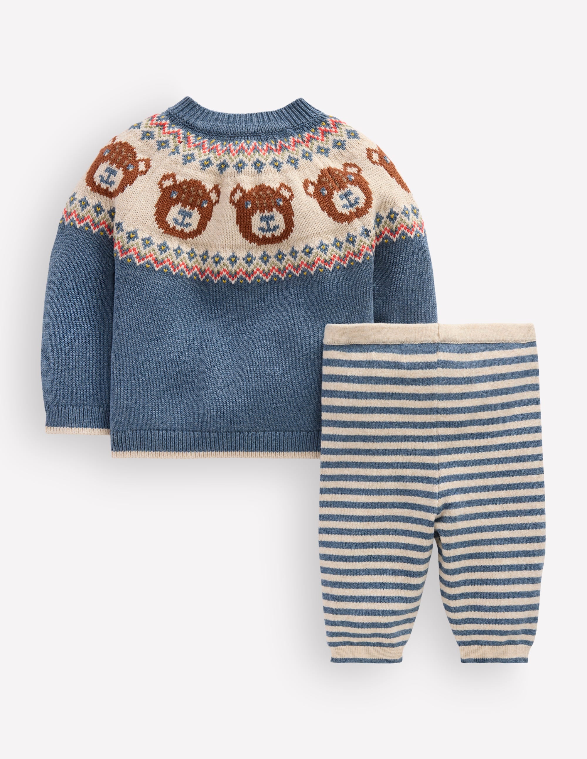 Fair Isle Knitted Play Set-Denim Blue Bear Fair Isle - Image 2